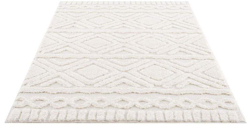 Hochflor-Teppich Focus Carpet Tief mm, besonders 20 Boho-Teppich, creme weich, 3382, Höhe: Wohnzimmer rechteckig, Hoch Struktur, City