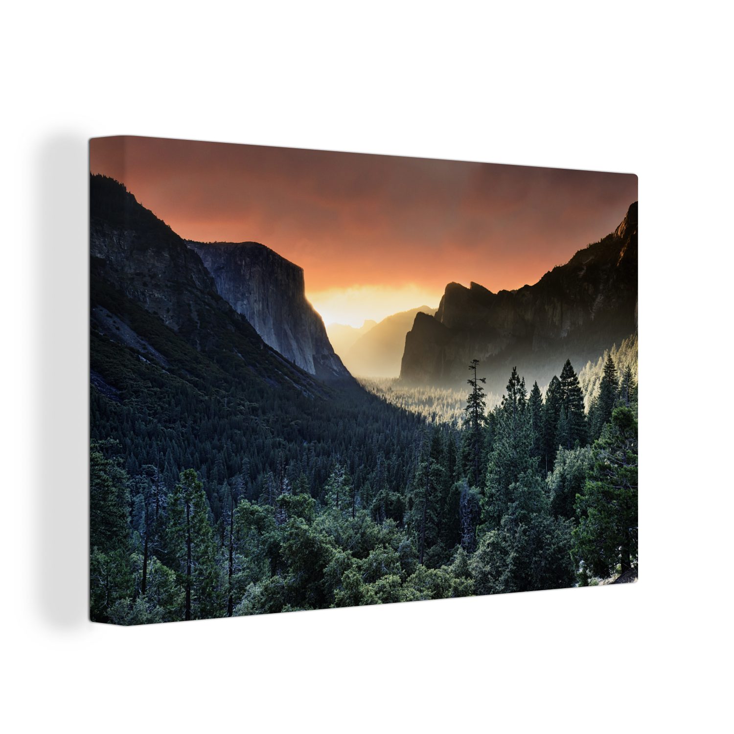 in Sonnenaufgang (1 cm Wanddeko, Aufhängefertig, OneMillionCanvasses® im 30x20 Kalifornien, St), Wandbild Leinwandbild Leinwandbilder, Yosemite-Nationalpark