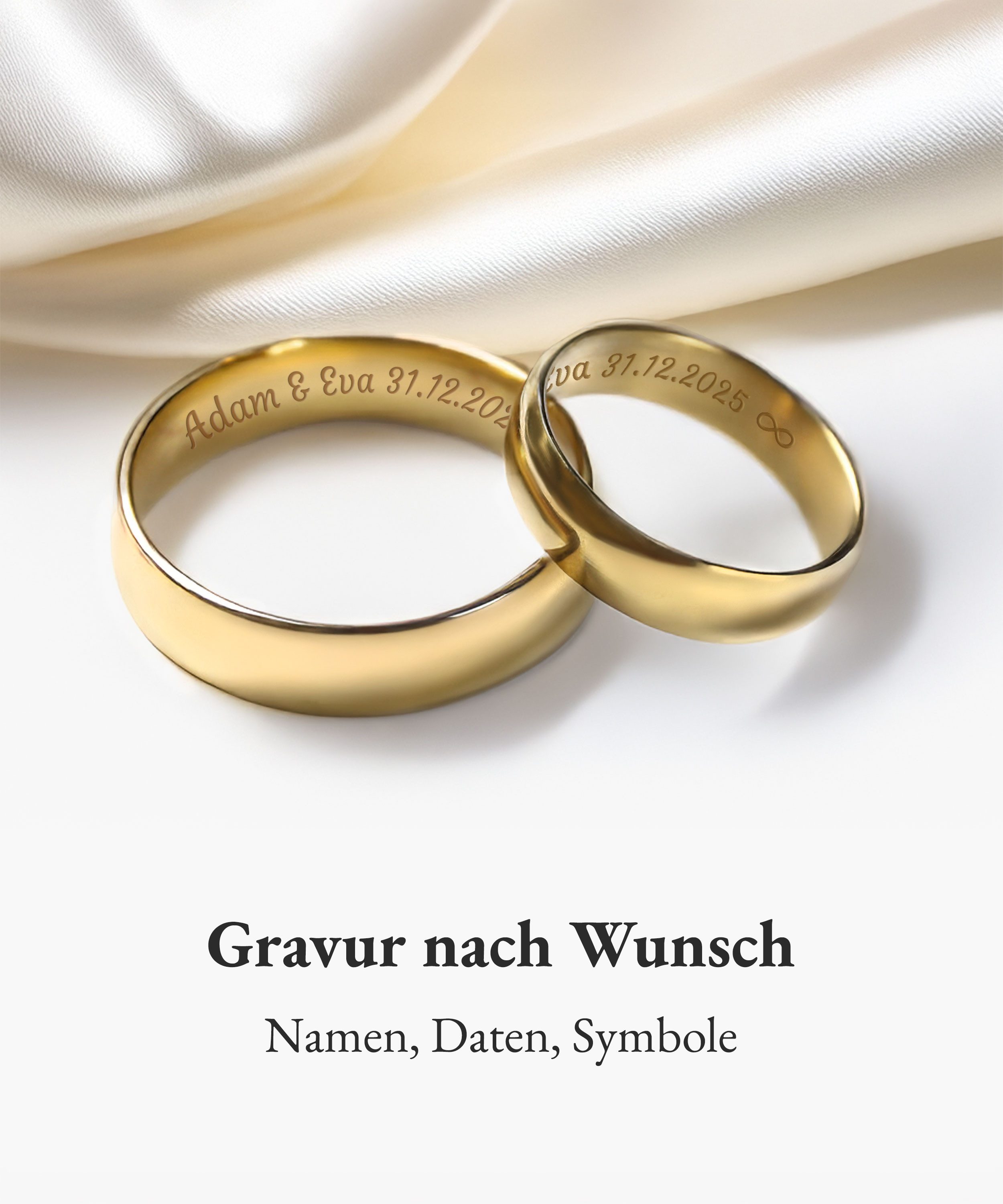 mosa & co. Trauring mit Gravur Klassisch 3.0 mm + 3.0 mm 585 / Gelbgold, Hochzeitsringe Verlobungsringe Partnerringe