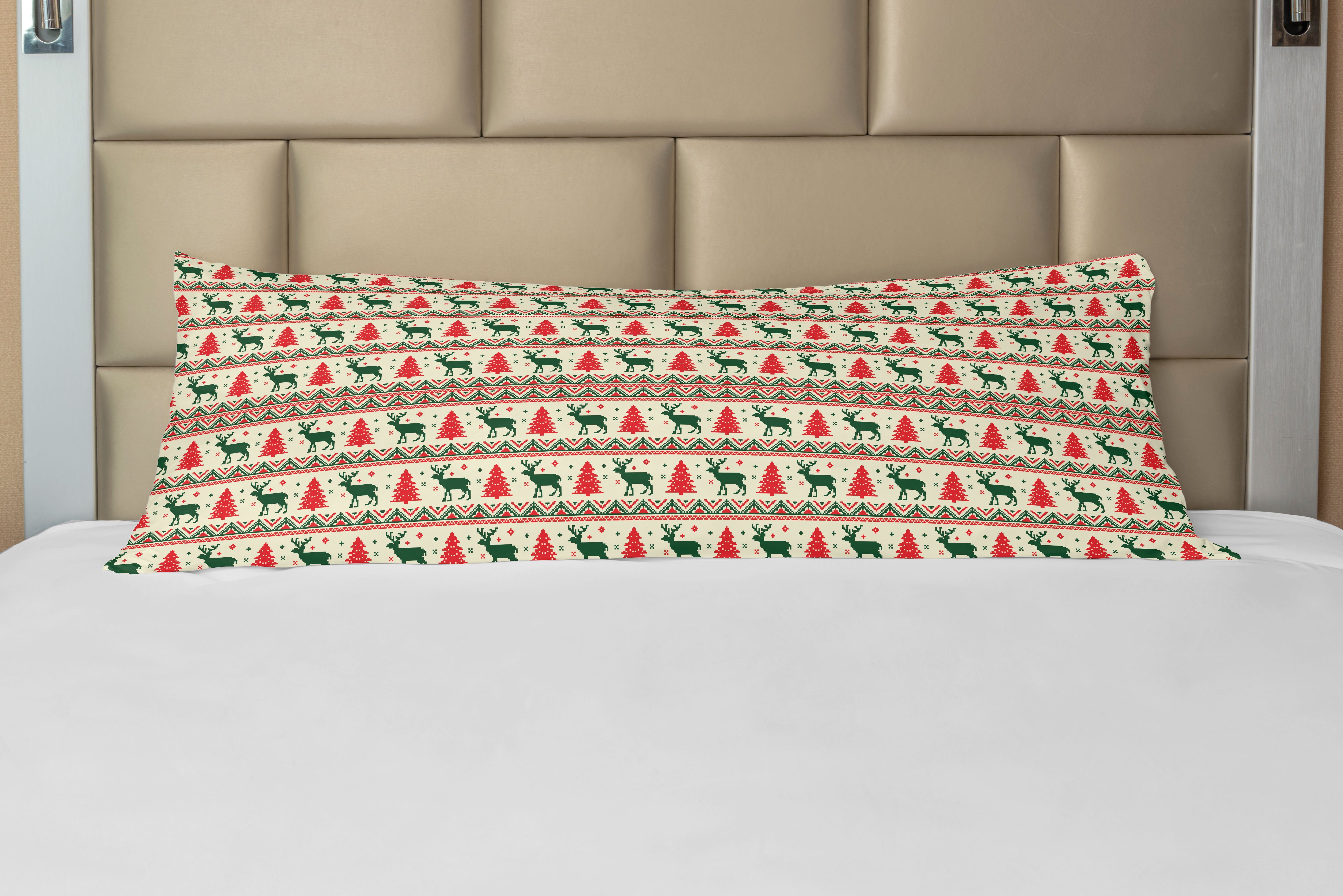 Seitenschläferkissenbezug Deko-Akzent Langer Kissenbezug, Abakuhaus, nordisch Pixel Art Weihnachten | Seitenschläferkissenbezüge