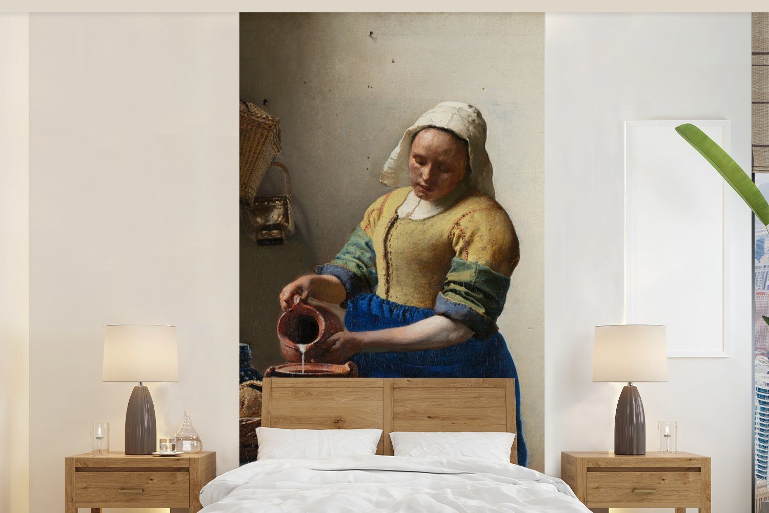 MuchoWow Fototapete Das Milchmädchen - Johannes Matt, Vermeer, für (2 Küche, Wohnzimmer St), Vliestapete Fototapete bedruckt, Schlafzimmer