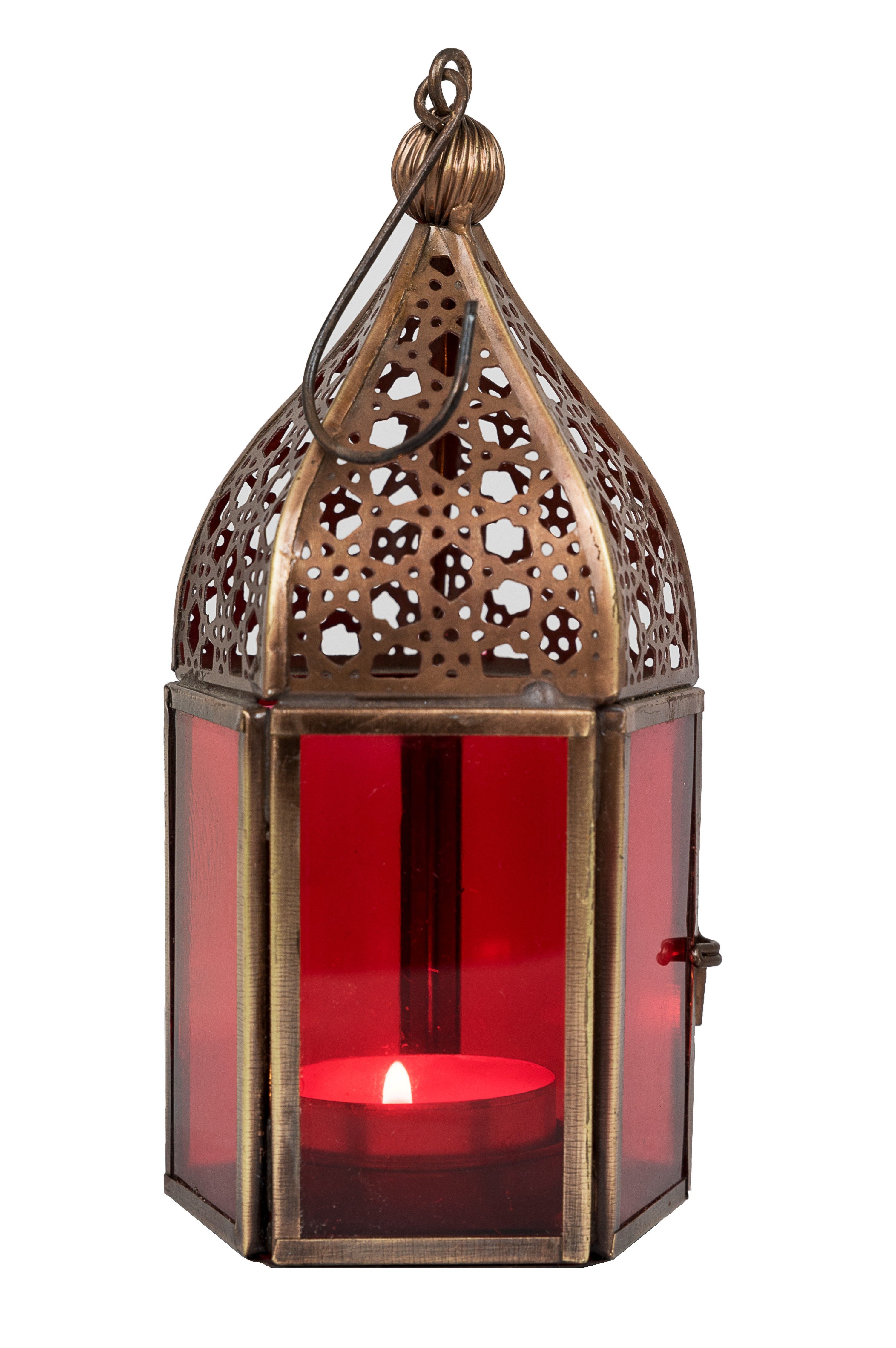 Marrakesch Orient & Mediterran Interior Teelichthalter Orientalische Laterne Meena - Rot (1 St), Handarbeit