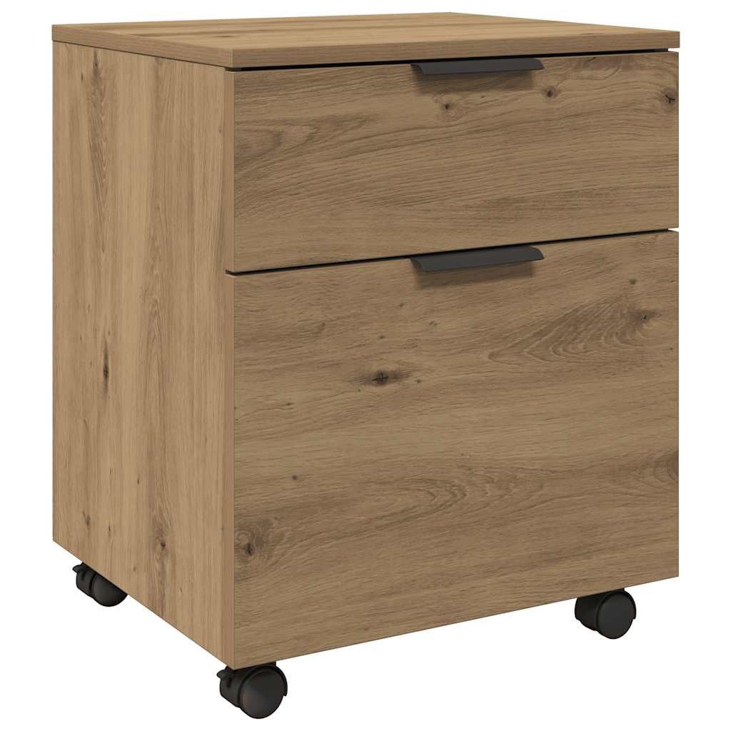 vidaXL Seitenschrank Mobiler Aktenschrank mit Rollen Artisan Eichen-Optik 45x38x54cm (1-St)