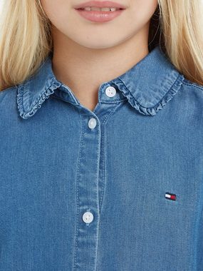 Tommy Hilfiger Jeansbluse TENCEL RUFFLE COLLAR SHIRT Kinder Kids Junior MiniMe,mit Logo-Flag auf der Brust