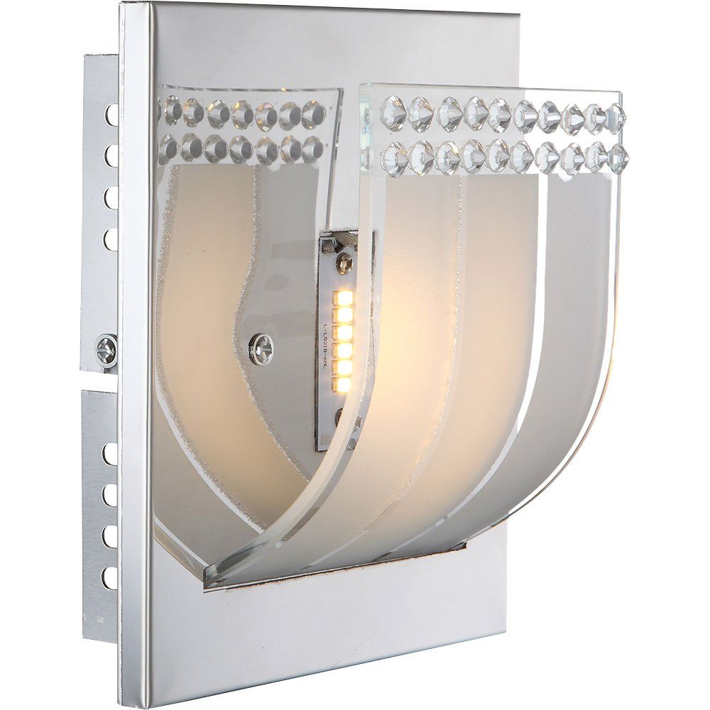 GLOBO LIGHTING LED Wandleuchte, Leuchtmittel inklusive, Warmweiß, Wandlampe Wandleuchte Nachtlicht Glas Kristalle klar LED DxH 16x9cm