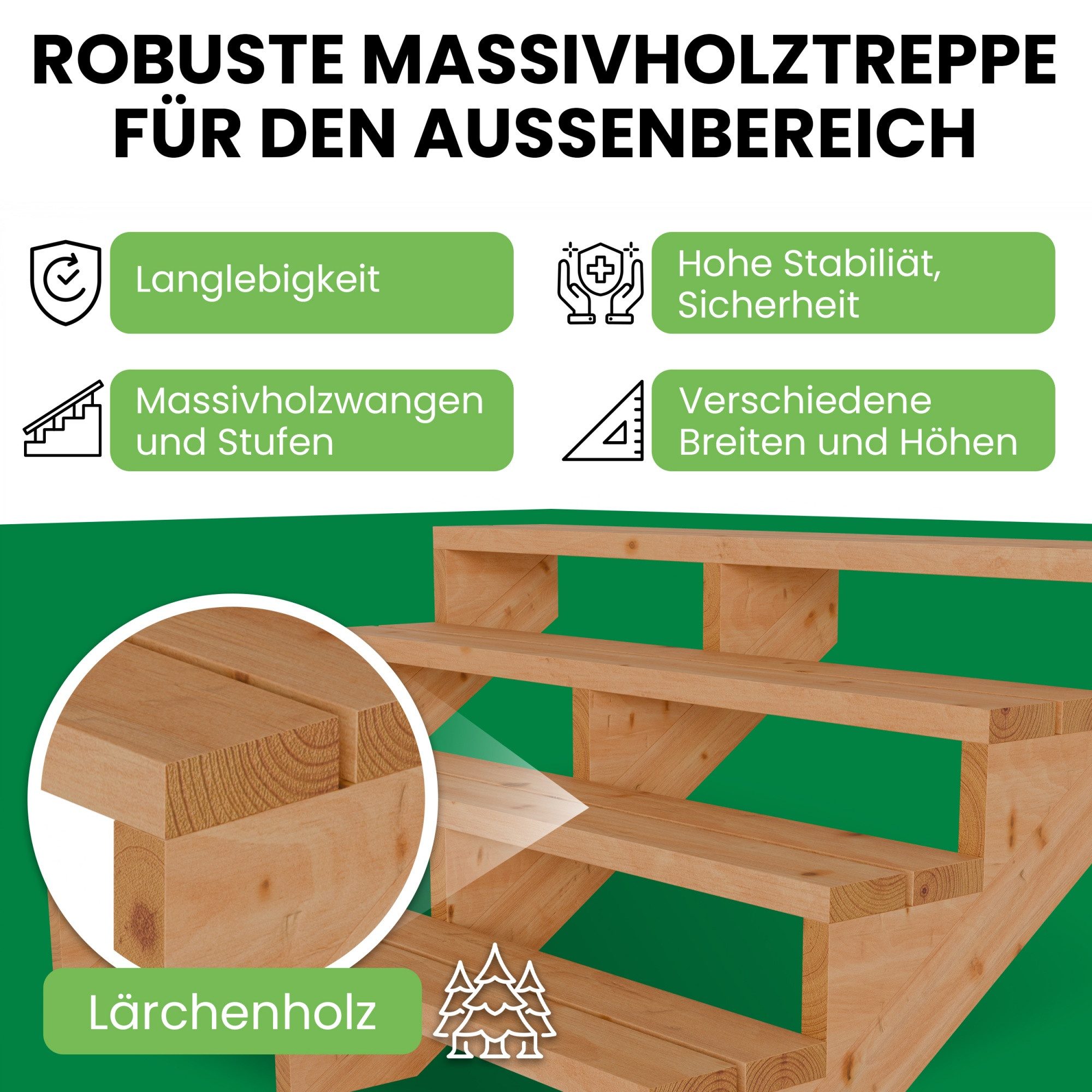 Gartenwelt Riegelsberger Außentreppe Terrassentreppe aus Lärche günstig online kaufen