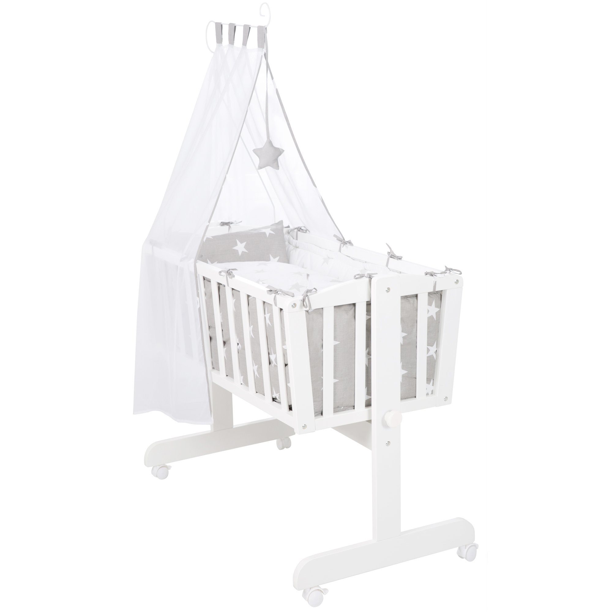 roba® Stubenbett Komplettwiegenset, inkl. textiler Ausstattung & Rollen