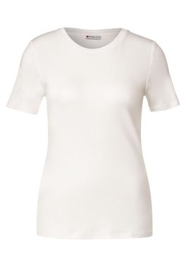 STREET ONE T-Shirt Street One Damenshirt mit Rundhals in Off White (1-tlg) Nicht Vorhanden