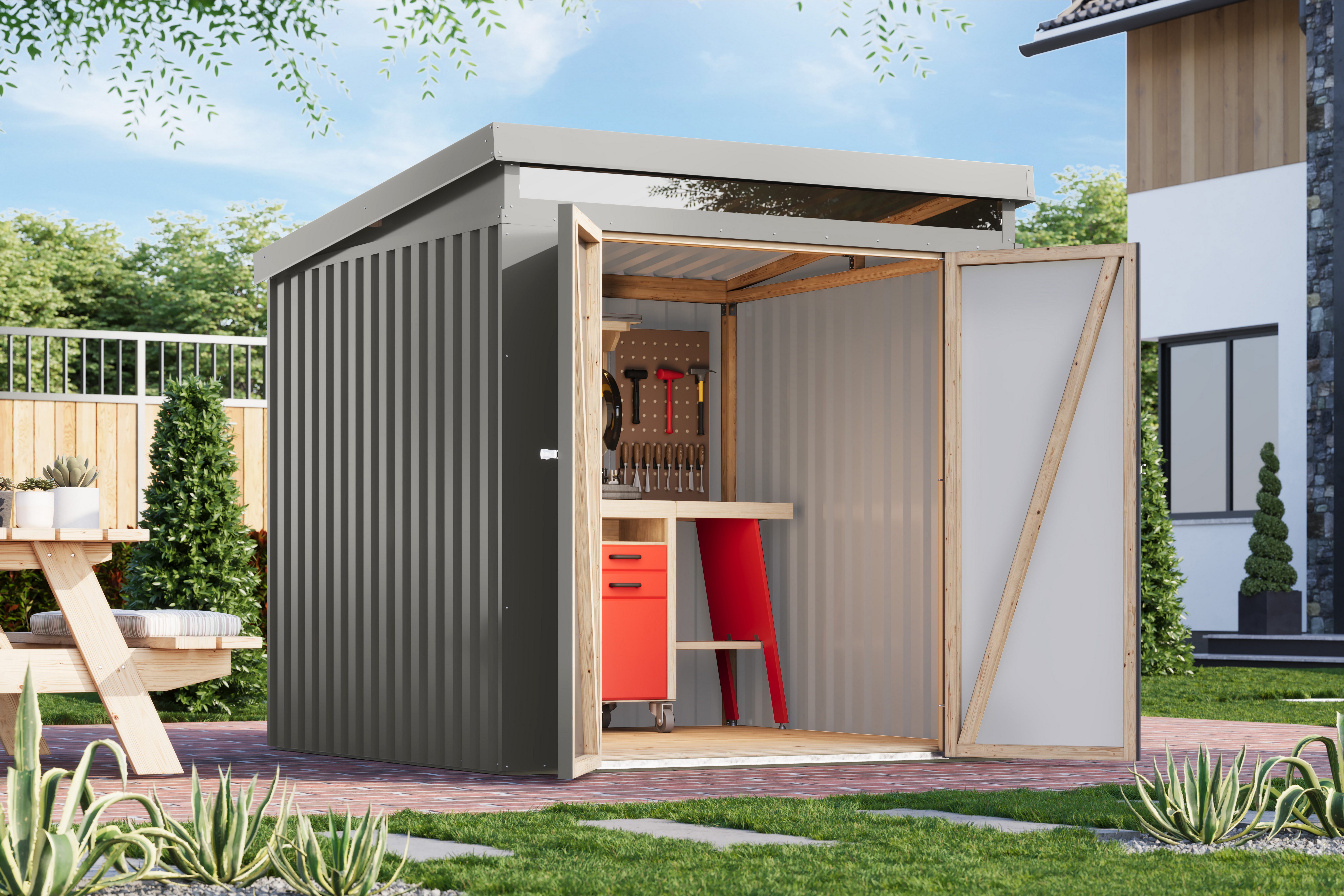 Karibu Gerätehaus Argonium 2, BxT: 207x209 cm, Made in Germany