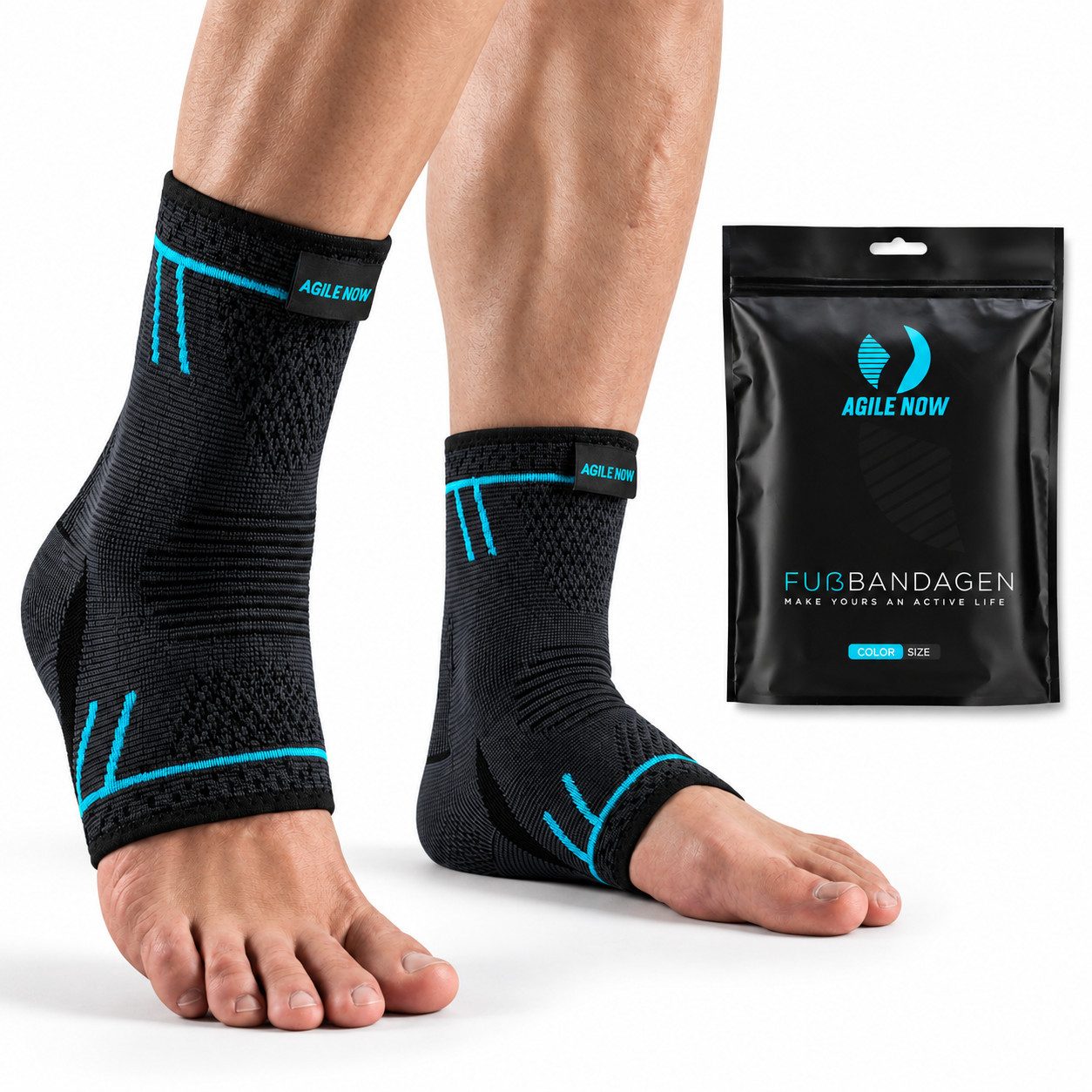 AGILE NOW Sprunggelenkbandage Kompressionssocken (Hochwertige Fußbandage, Fußbandagen, Sprunggelenk Bandage), Knöchelbandage / Sprunggelenkbandagen