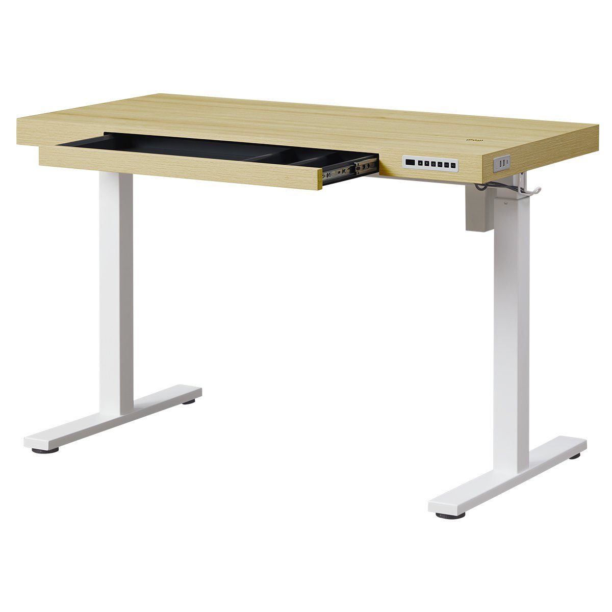 Bürotisch Eiche und Elektrisch Touch Höhenverstellbarer Schreibtisch Schreibtisch Kabelloses Schublade, USB Mobilo, mit mit KOWO Tischplatte, Funktion und mit Laden