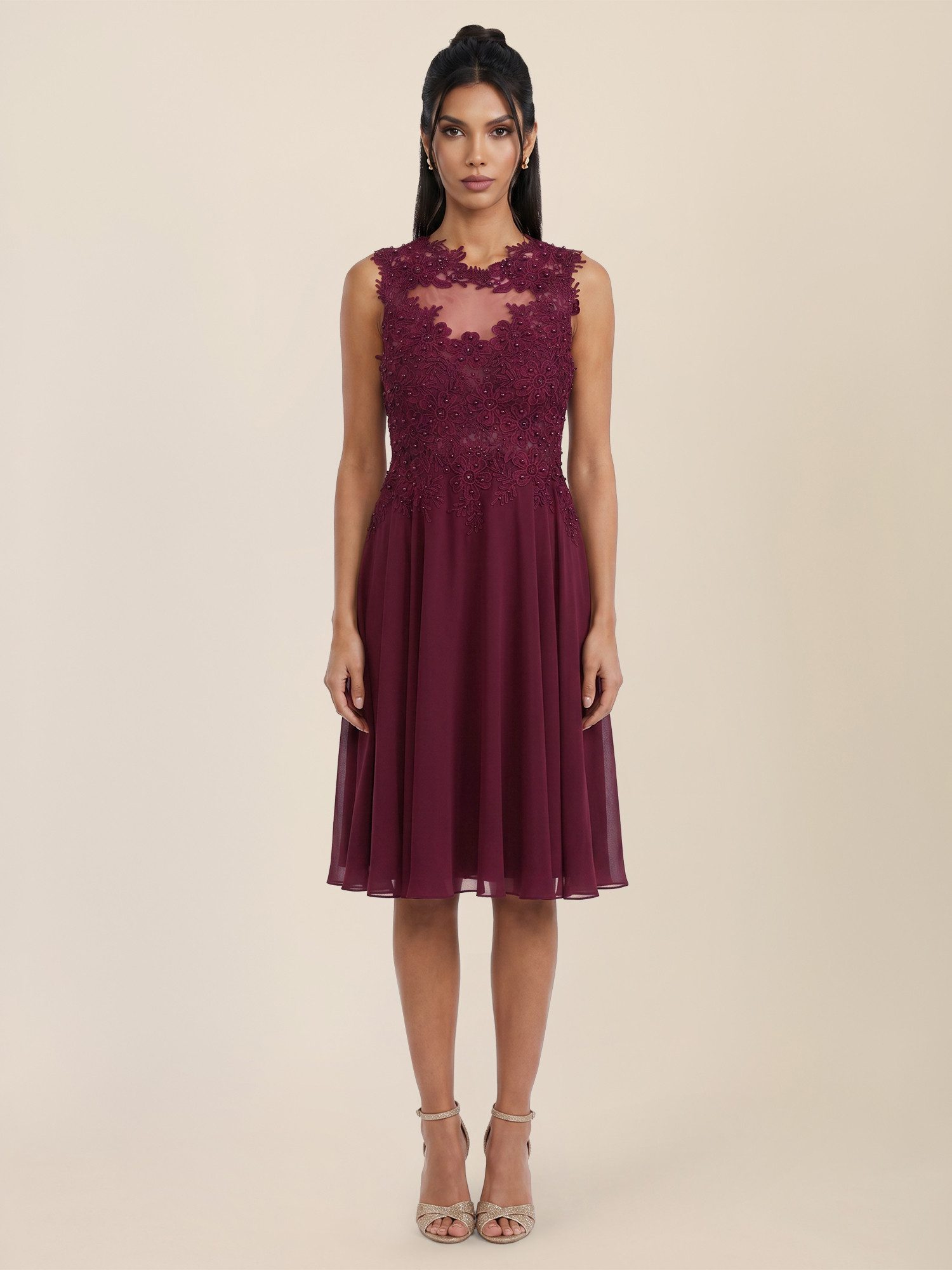Apart Cocktailkleid mit floraler Spitze und Chiffon