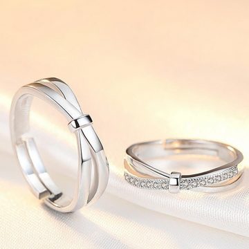 AquaBreeze Partnerring 2 Stück Partnerring 925 Sterling Silber Ring (1-tlg., Verlobungsring Sets Einstellbar), Trauringe Paar Ringe