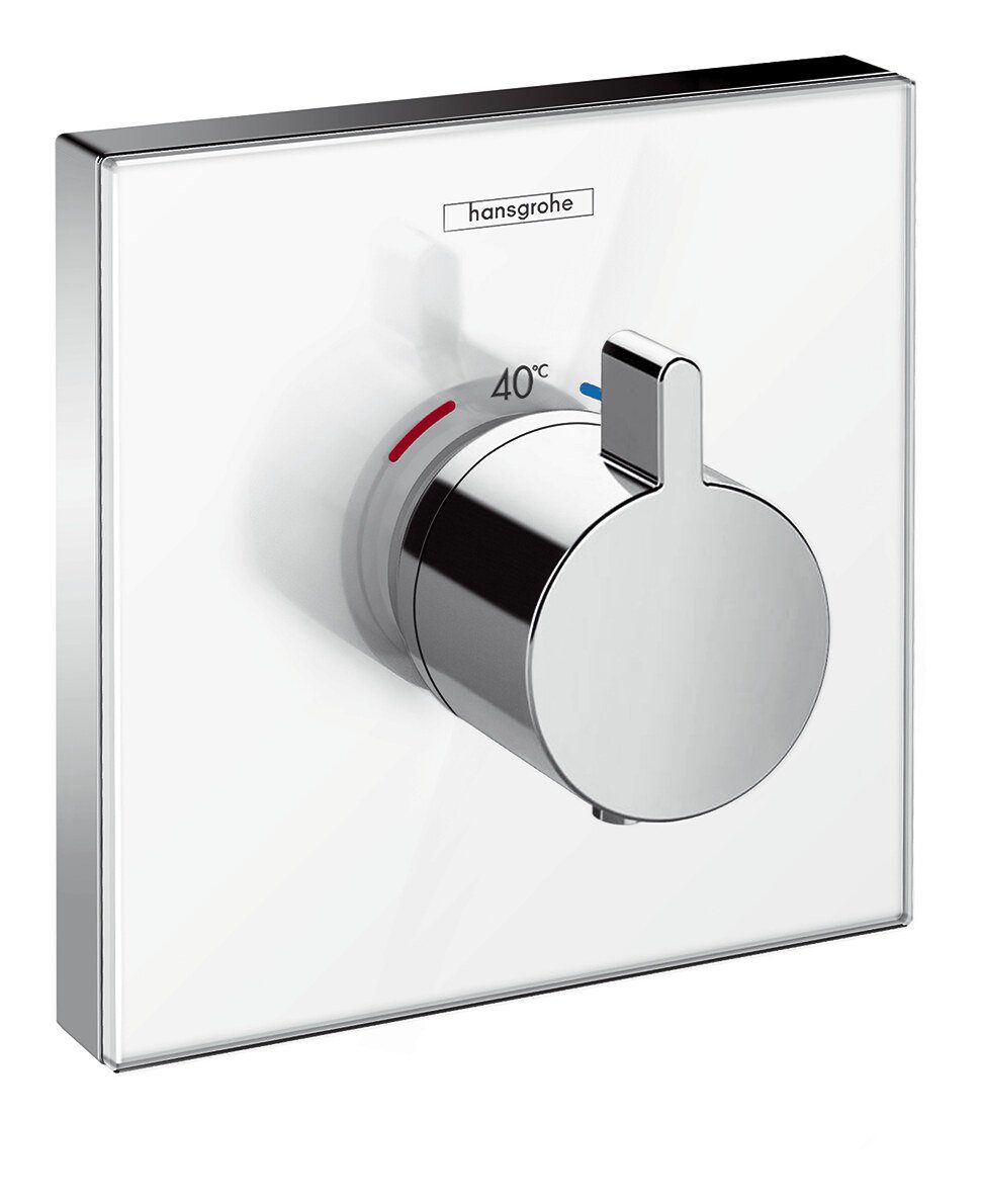 HighFlow Chrom hansgrohe Thermostat Unterputzarmatur / Weiß ShowerSelect - Unterputz Glas