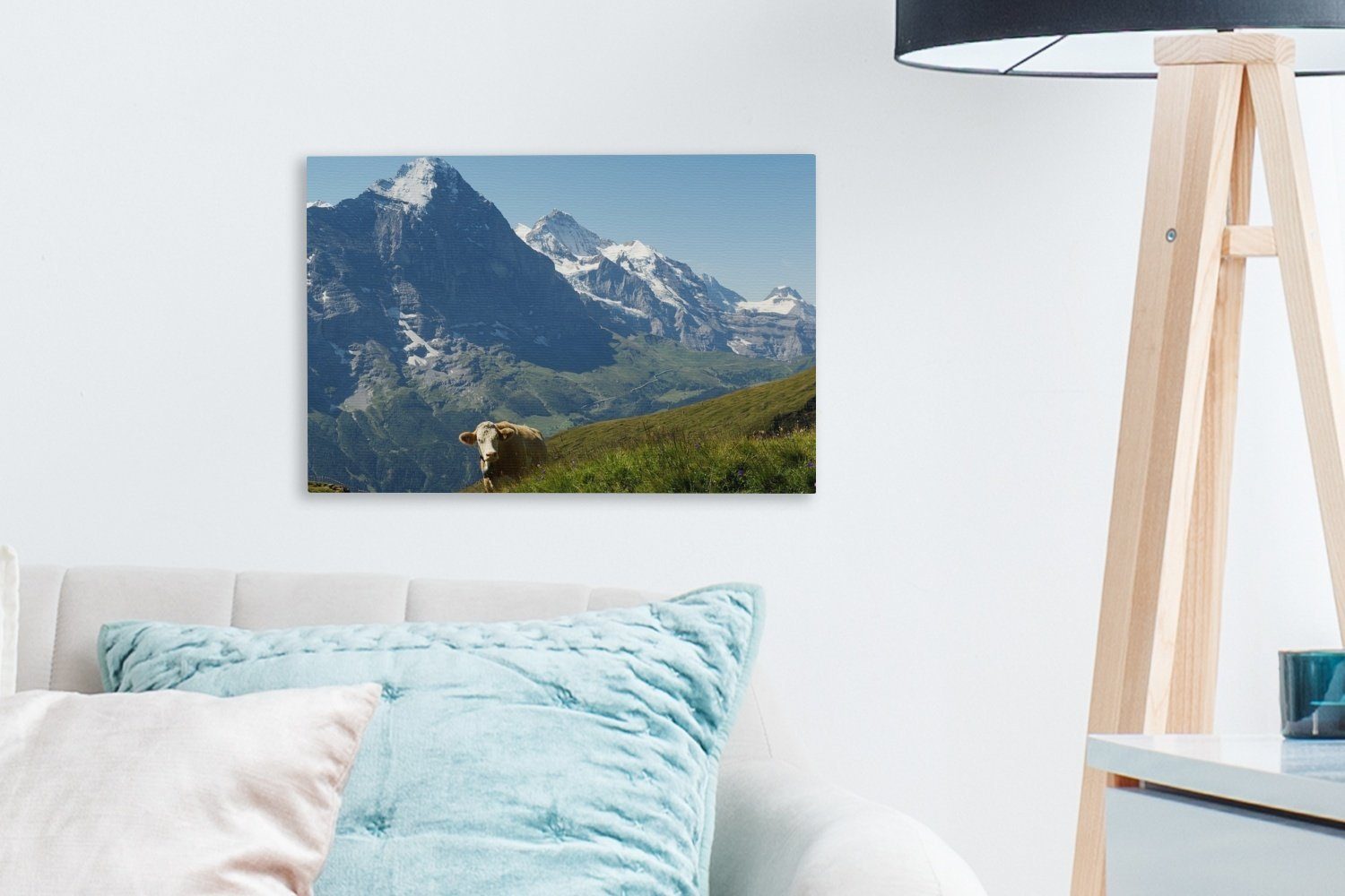 Wanddeko, vor Wandbild Aufhängefertig, Kuh St), Jungfrauregion, der 30x20 Leinwandbilder, Schweizer Eiger cm in Leinwandbild (1 dem OneMillionCanvasses®