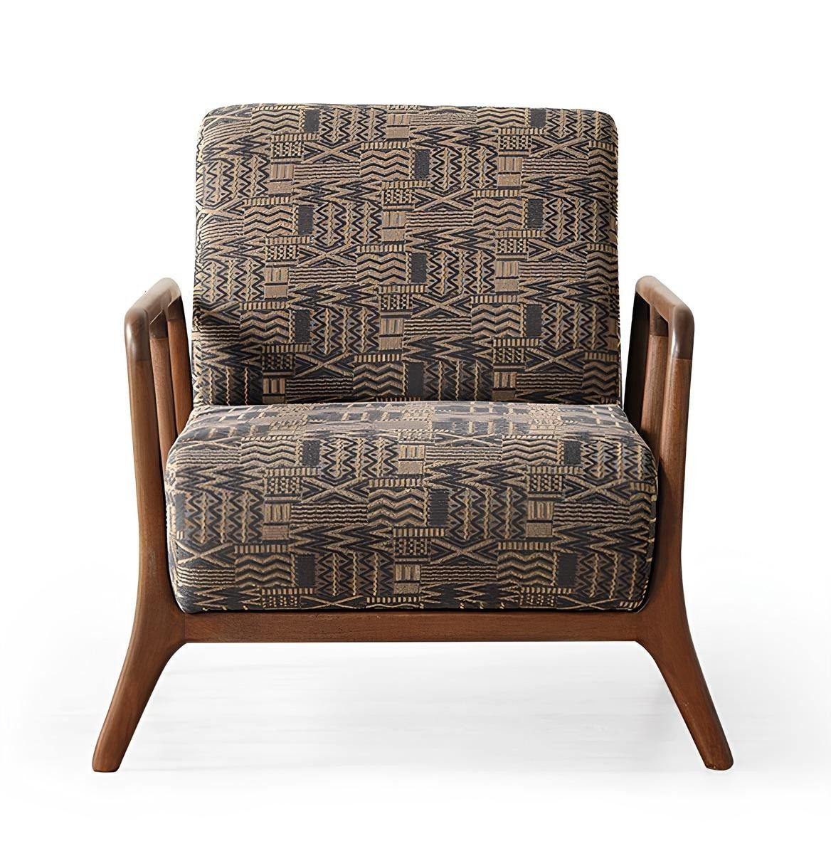 Xlmoebel Sessel Ethnischer Sessel mit ornamentalem Muster und Holzrahmen (1-St), Made in Europa