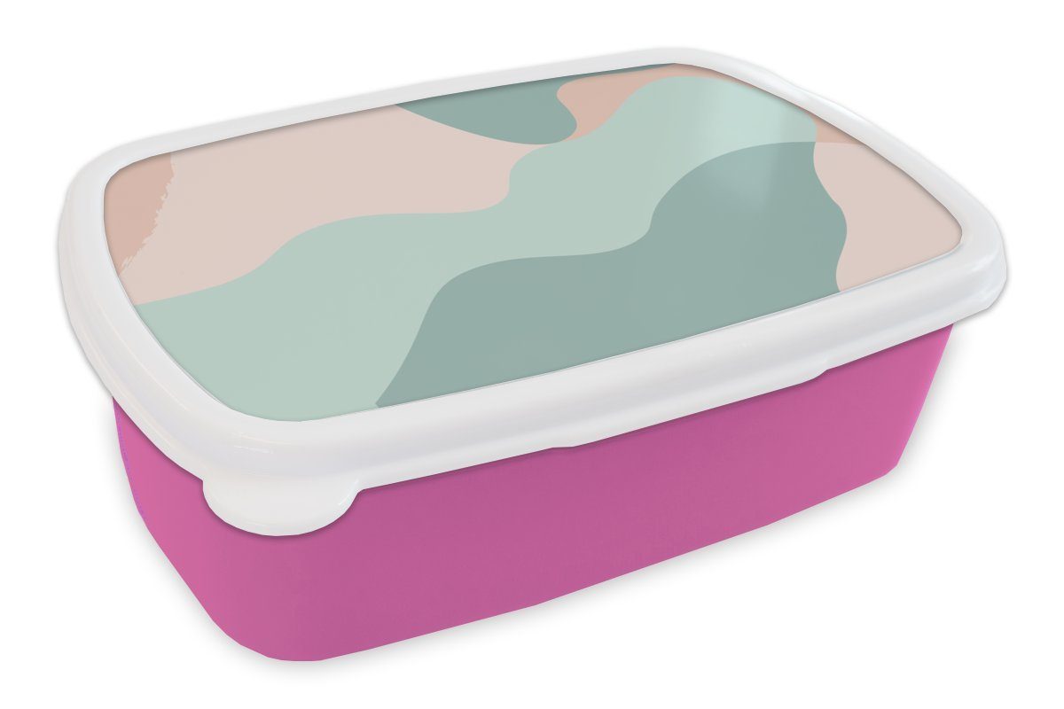 MuchoWow Lunchbox Sommer - Formen - Abstrakt, Kunststoff, (2-tlg), Brotbox für Erwachsene, Brotdose Kinder, Snackbox, Mädchen, Kunststoff rosa