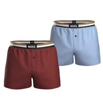 BOSS Boxershorts Woven Boxer Shorts EW 2P (Packung, 2-St., 2er-Pack) Pyjama-Shorts Baumwollpopeline legerer Schnitt