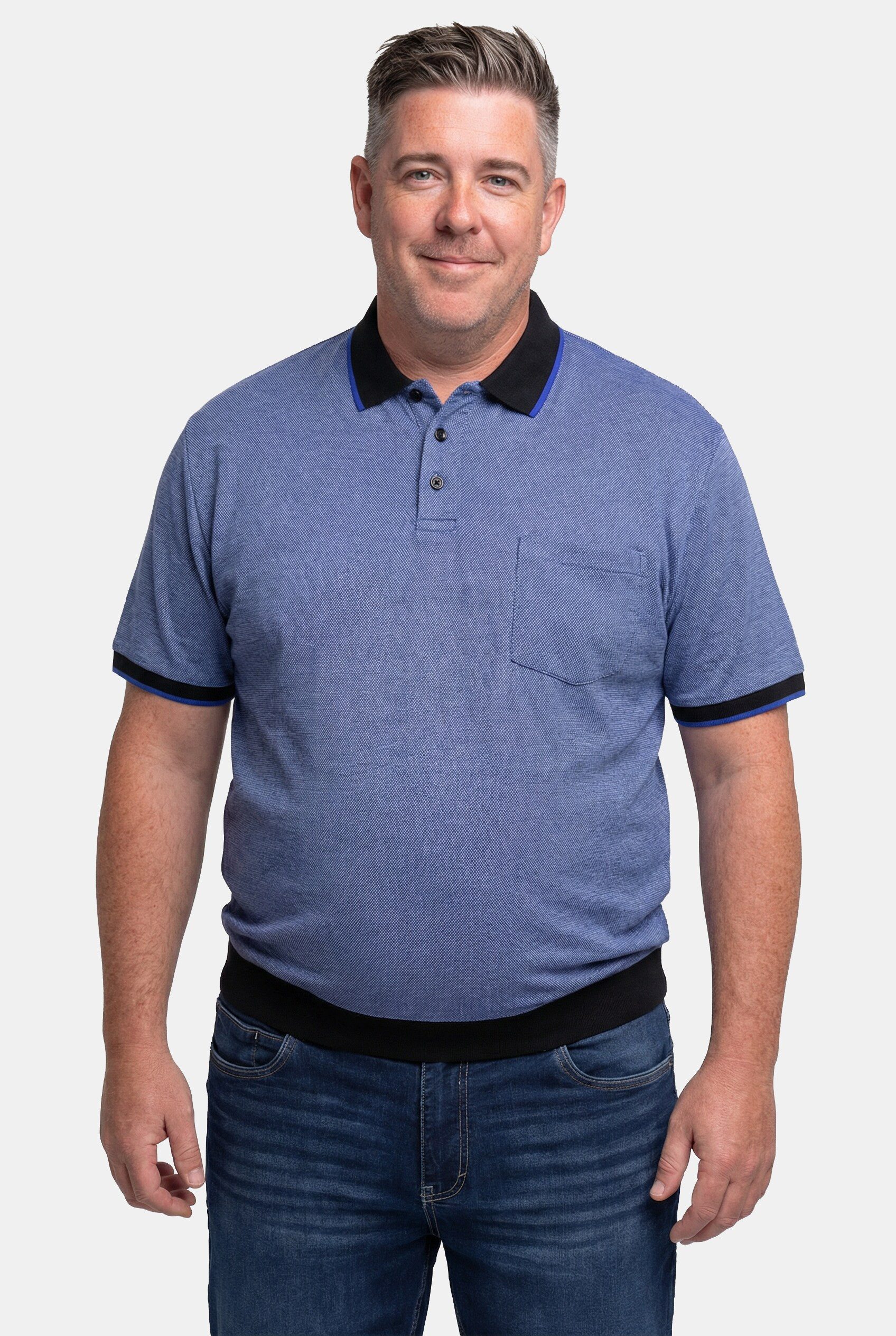 Men Plus Poloshirt Poloshirt Halbarm Bauchfit Piqué günstig online kaufen