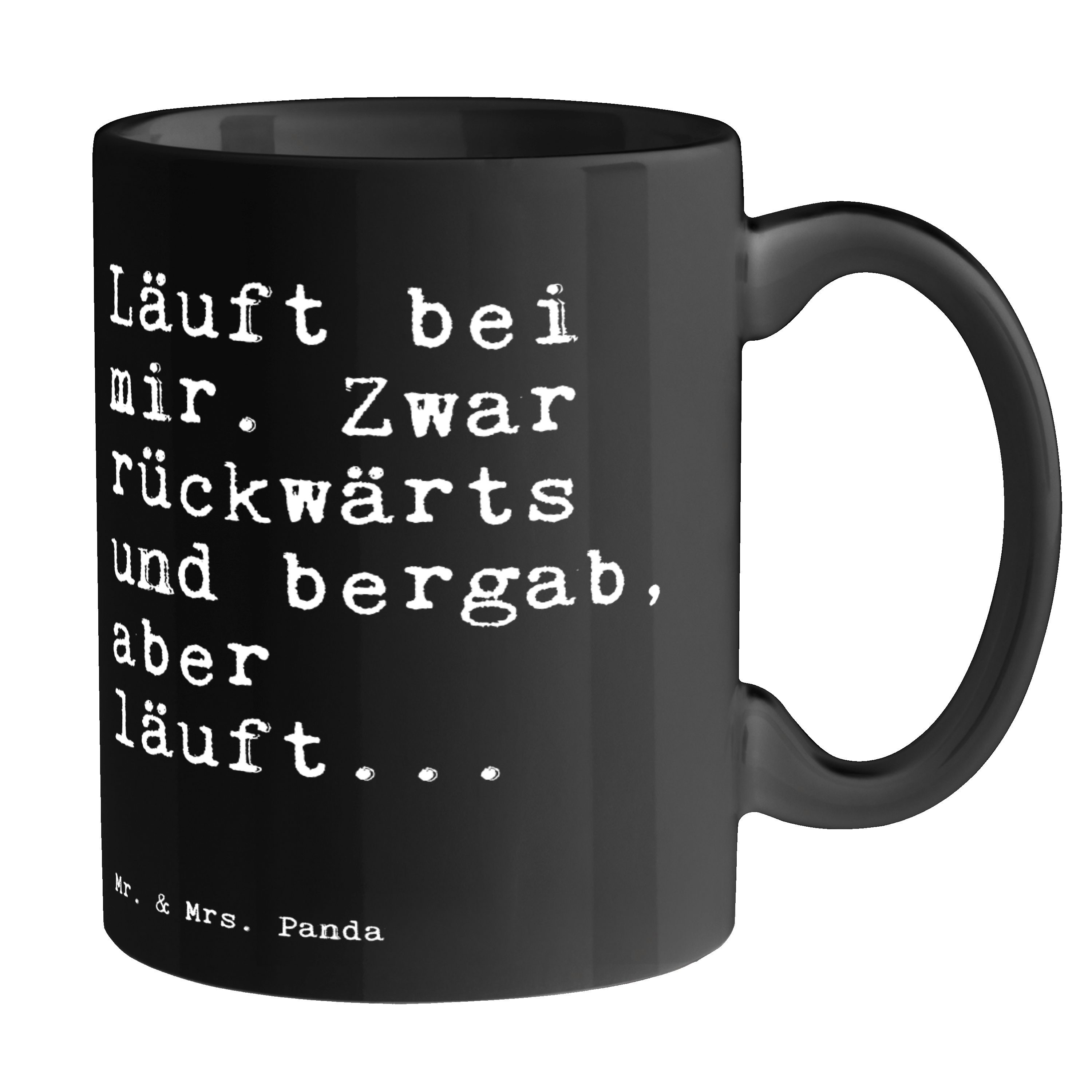 Mr. & Läuft Frü, Keramik Schwarz Becher, Zwar... Geschenk, Tasse Mrs. Panda - - bei Schwarz Tee, mir. Lustig
