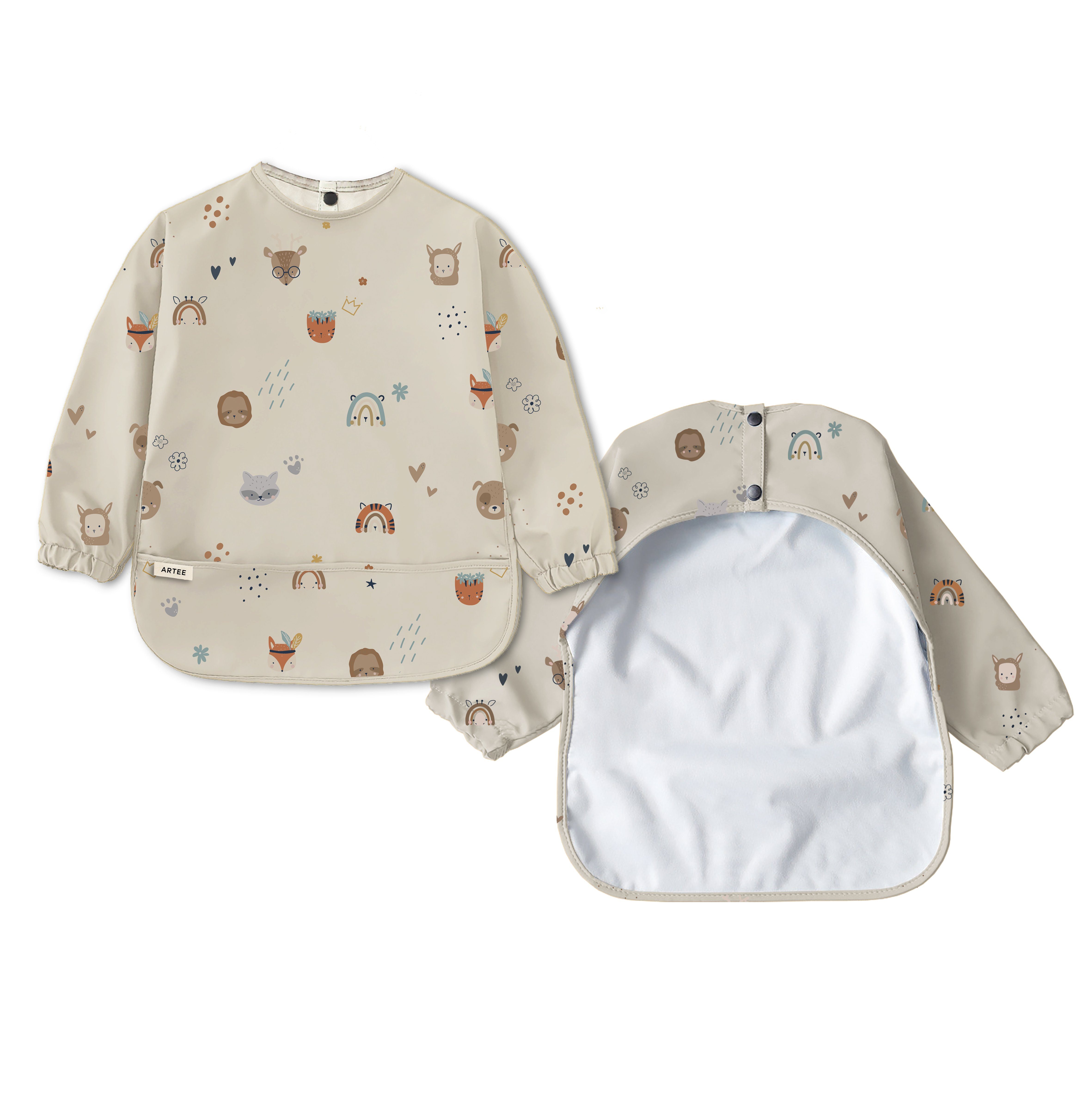 Monate Größe Animals für S Baby Ärmellätzchen mit Lätzchen Artee 6-18 Auffangtasche