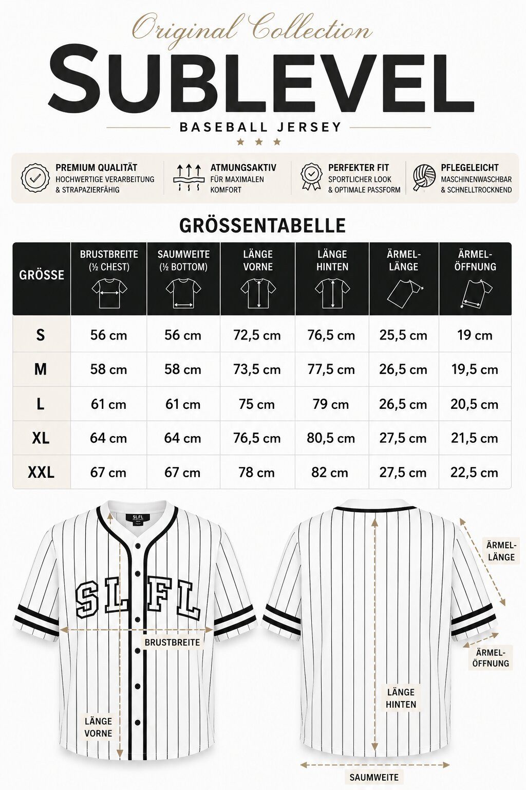 SUBLEVEL T-Shirt Herren Shirt Rugby Jersey Logo moderner Look verlängerter Rücken, All Over Streifen, Frontapplikation