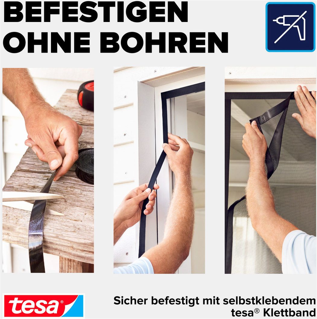 tesa Insektenschutz-Vorhang Magnetvorhang - selbstschließend - Insektenschutzvorhang, (Packung, 1-St., Magnetvorhang, selbstklebendes Klettband), INSECT STOP zu – Bild 5 von 5