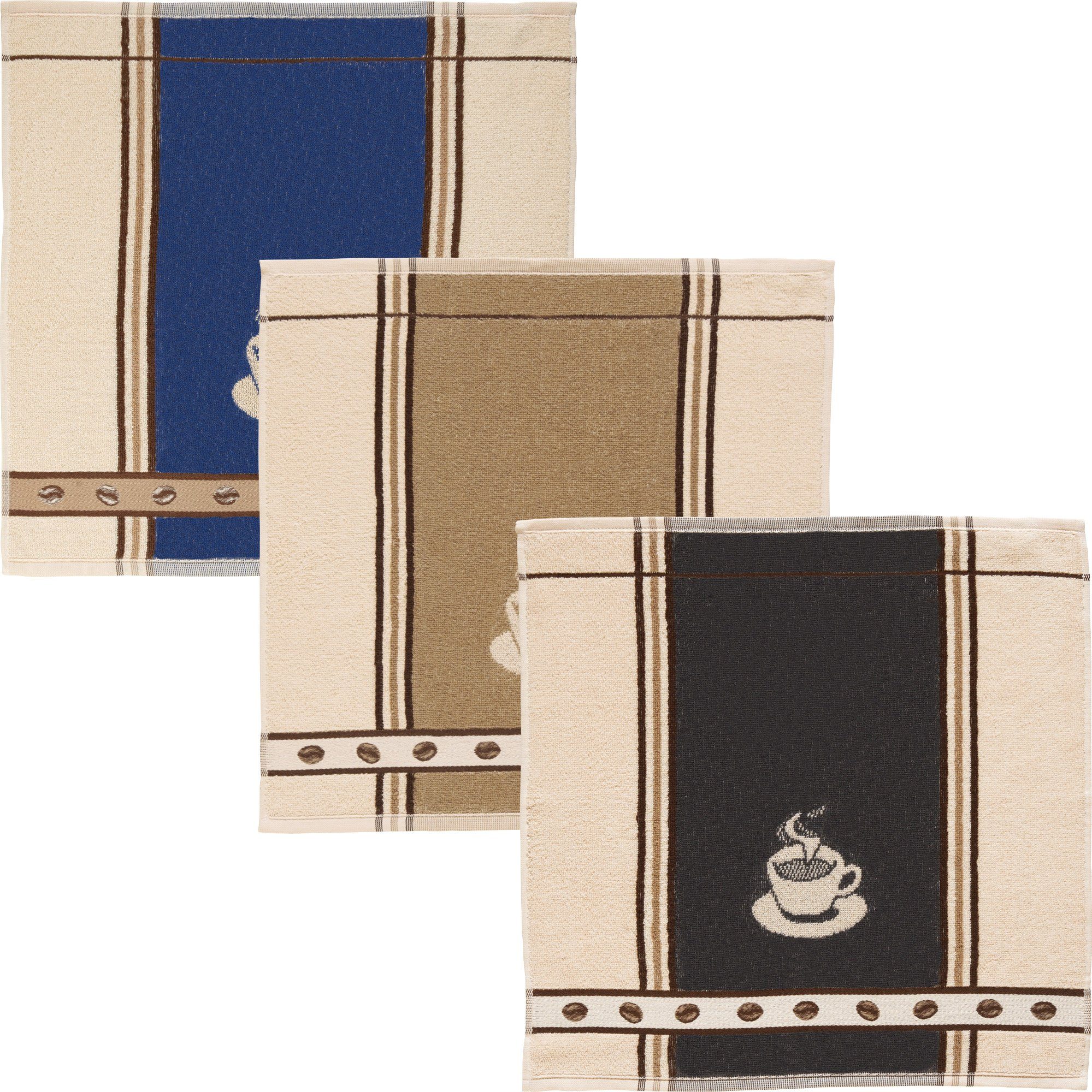 Kracht Geschirrtuch Frottier-Geschirrtuch "Espresso" 3er-Pack, Baumwolle Mo günstig online kaufen