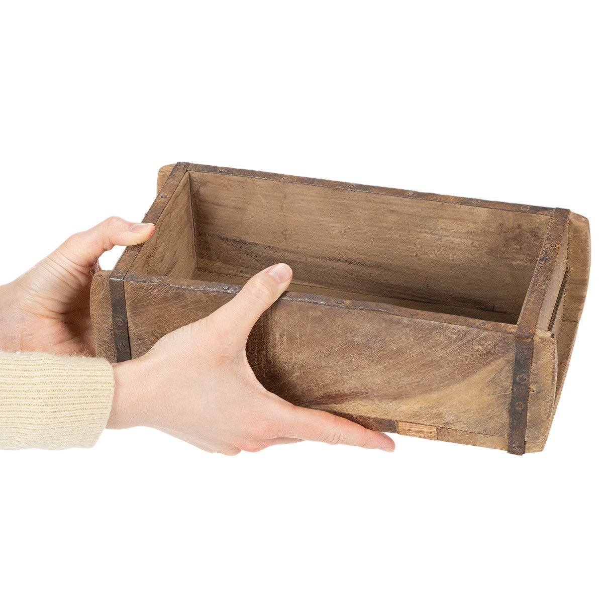 Posiwio Dekokorb Rustikaler Dekokasten aus Holz mit Vintage-Charme für kreative