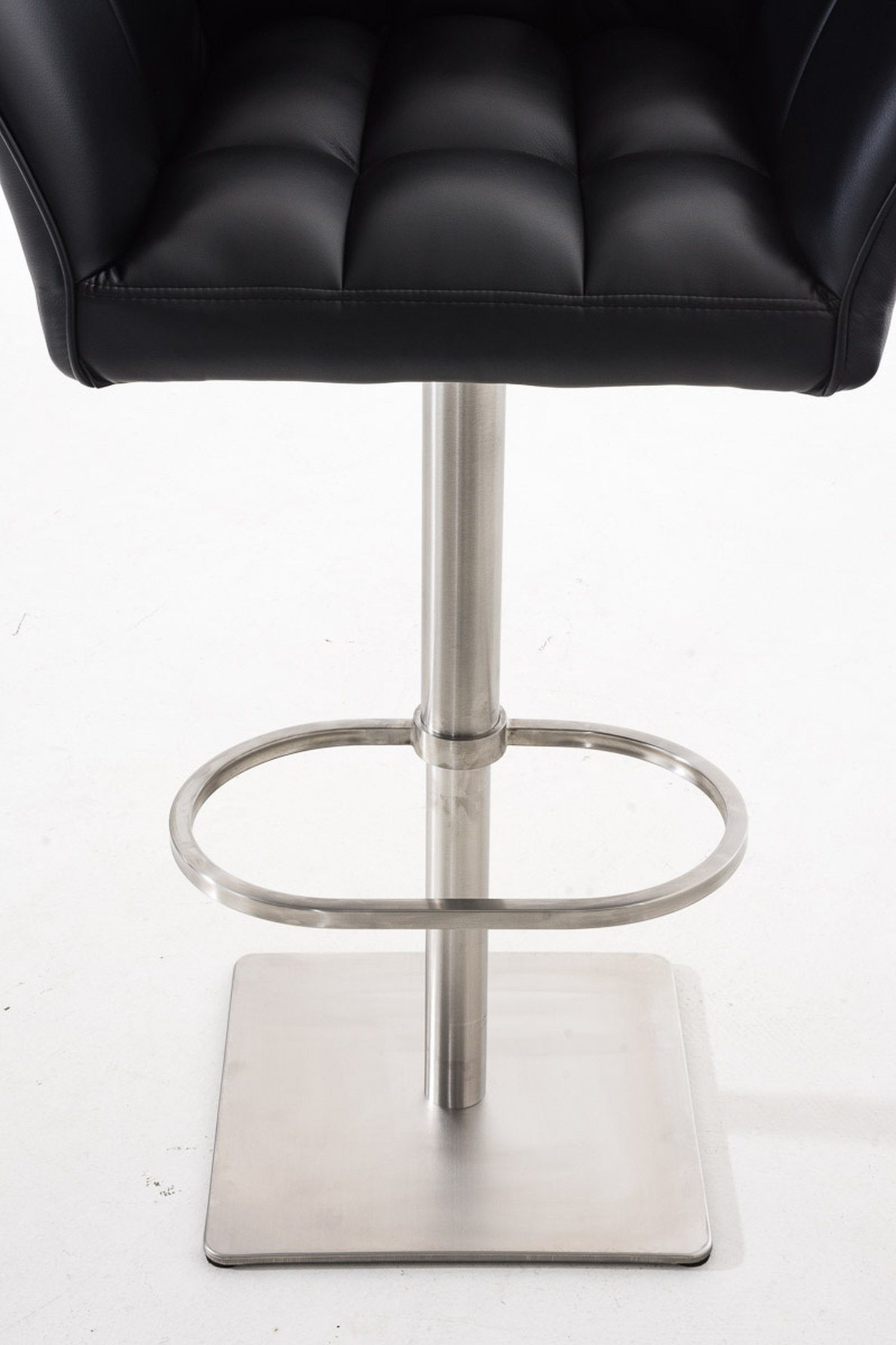 (mit Edelstahl Rückenlehne Küche), TPFLiving Fußstütze - Theke & Hocker und Sitzfläche: - für Barhocker Kunstleder drehbar Damaso Schwarz 360° - Gestell
