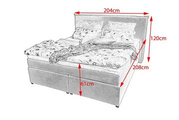 KAWOLA Boxspringbett CODA, Cord cremeweiß 180x200cm