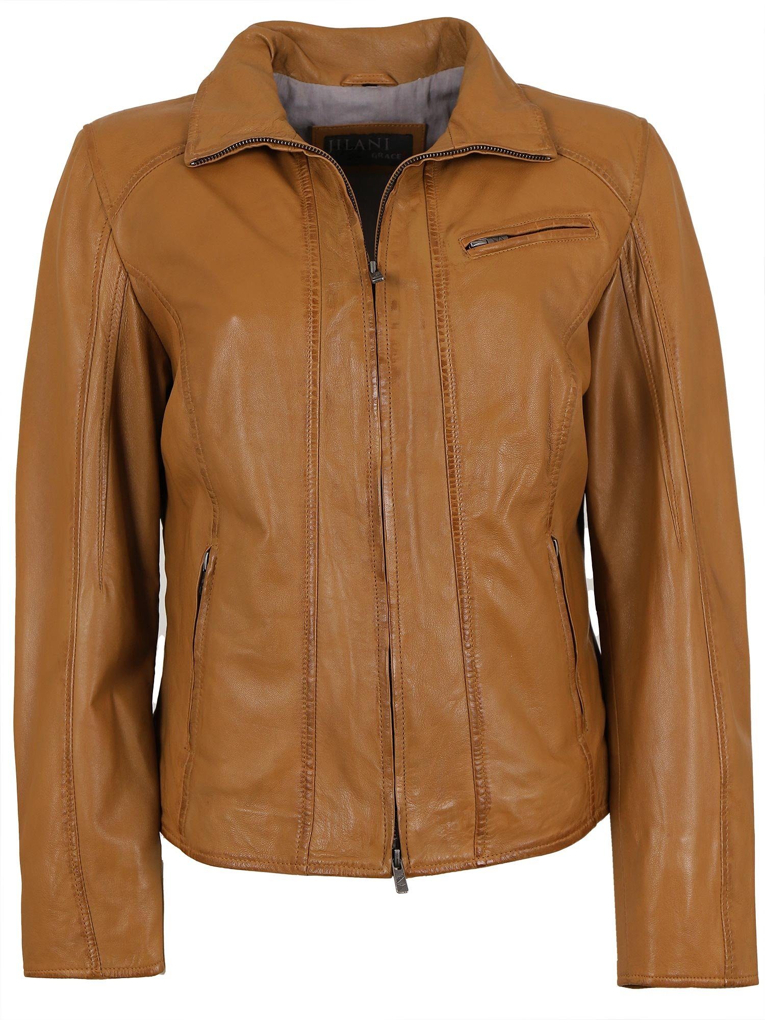 Jilani Lederjacke Halina-2 #JGR Echtleder Lederjacke Oversize Lammnappa cognac