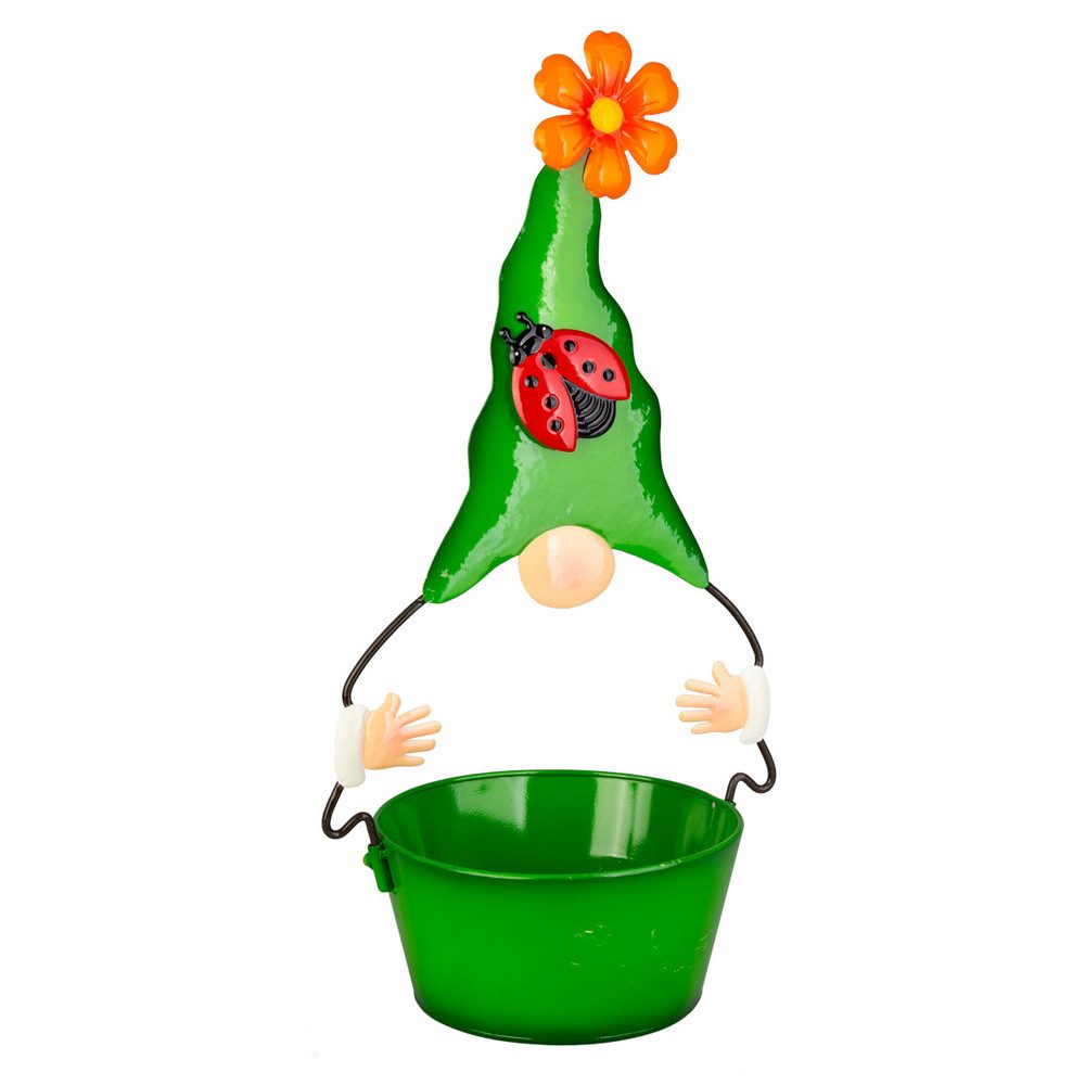 Blumentopf Pflanztopf - Wichtel - grün/rot - ca. 27 x 20 x 53 cm
