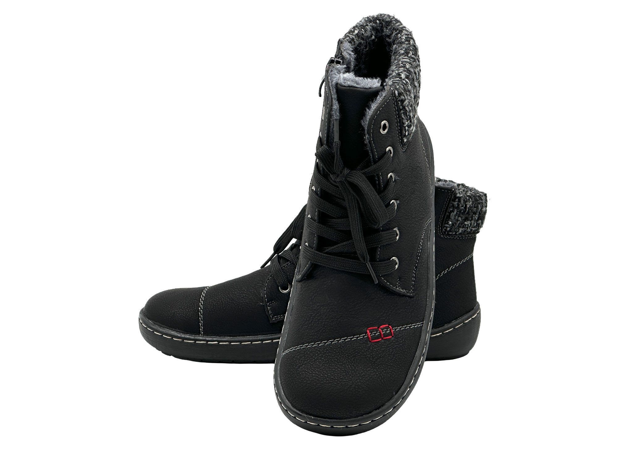 Nowaland Bequeme Damen Winterstiefeletten mit Reißverschluss Winterstiefelette Dekorative Schnürung, wärmendes Innenfutter und flexible Laufsohle