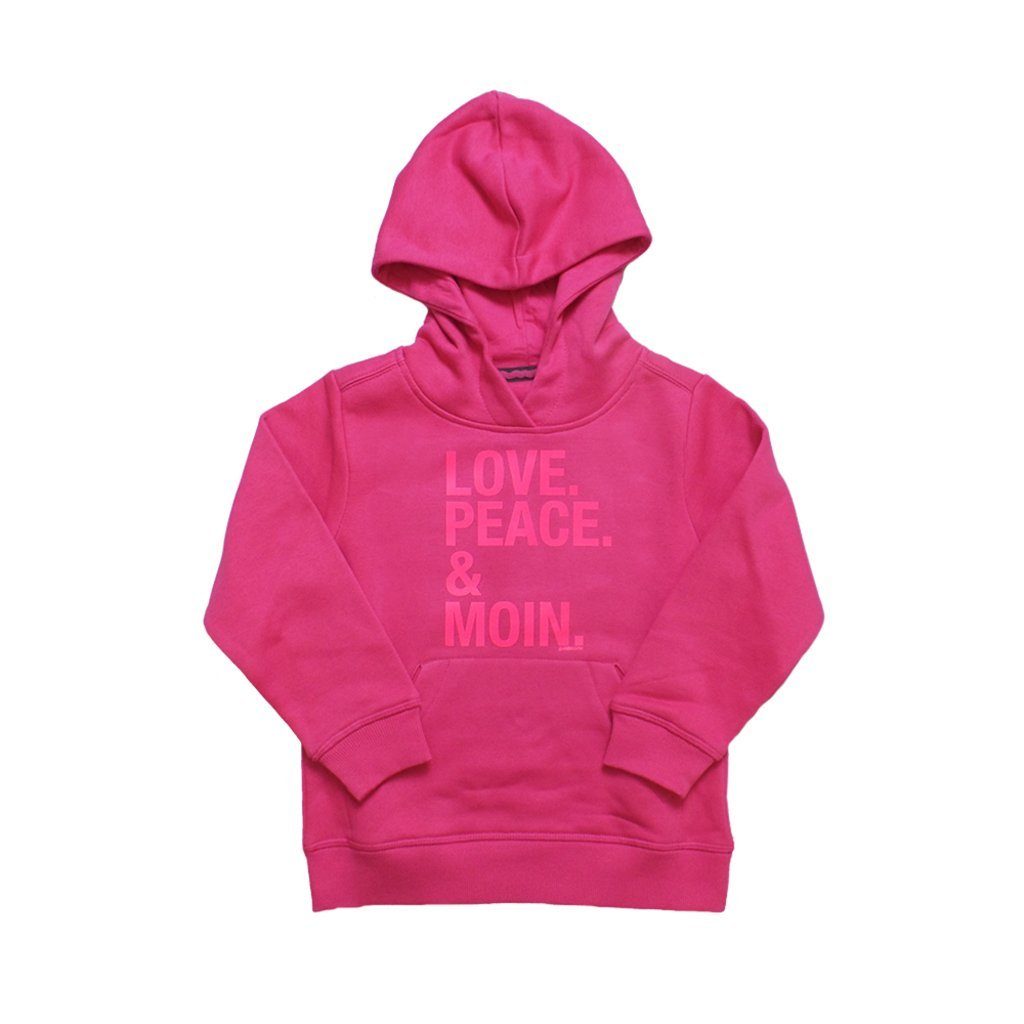 goldmarie Kapuzensweatshirt LOVE PEACE MOIN Kinder Frontprint für pink mit (1-tlg)