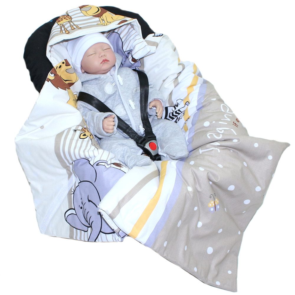Einschlagdecke Baby Decke Baumwolle mit Kapuze Babyschale Kindersitz, Primawela