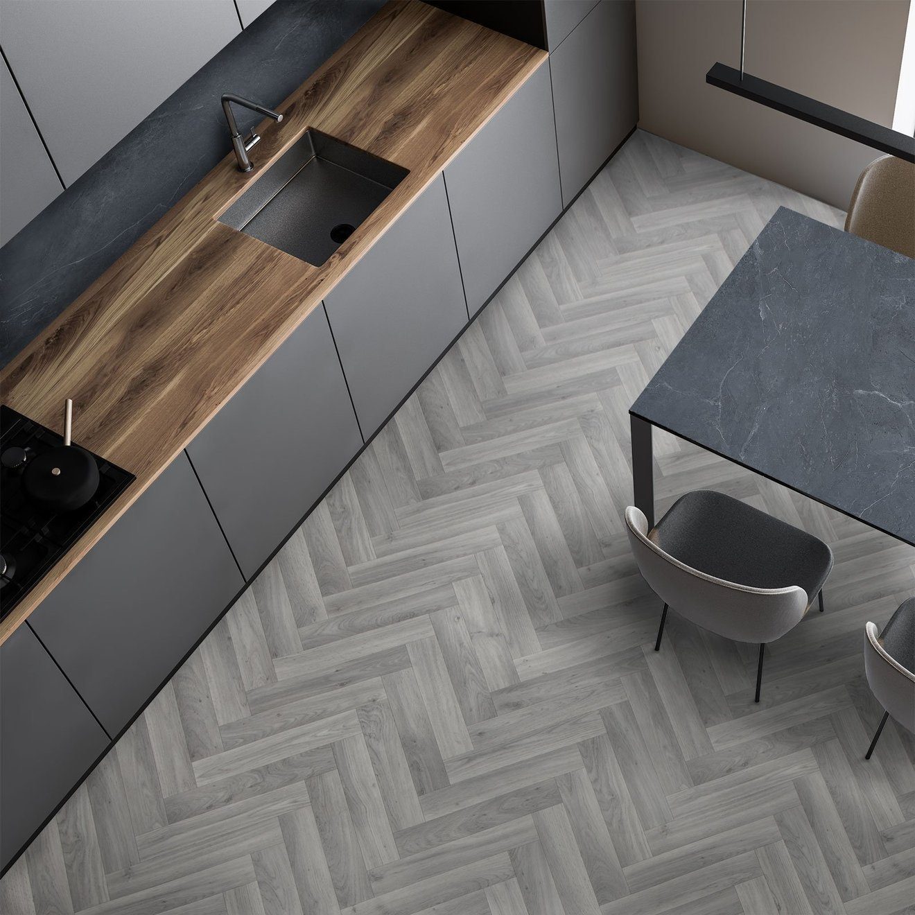 Floordirekt Vinylboden CV-Belag Plaza Oak Chevron 907M, Erhältlich in vielen Größen