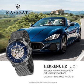 MASERATI Quarzuhr Maserati Herren Armband Epoca, Herrenuhr rund, groß (ca. 42mm) Edelstahlarmband, Made-In Italy