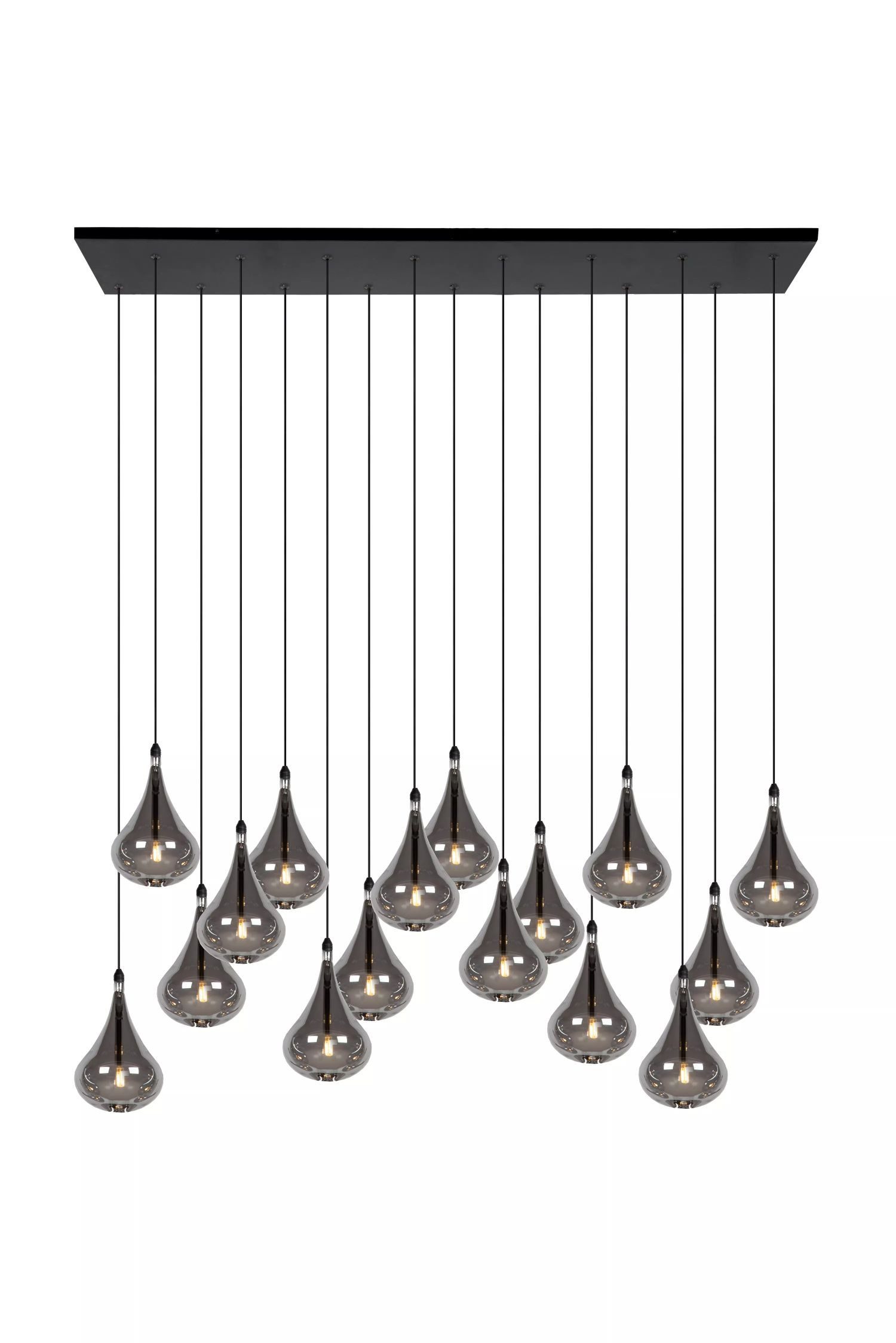 Licht-Erlebnisse Pendelleuchte ZELUN, Warmweiß, Metall Rauchglas H: max. 154 cm Schwarz Rauchgrau länglich 120 lm
