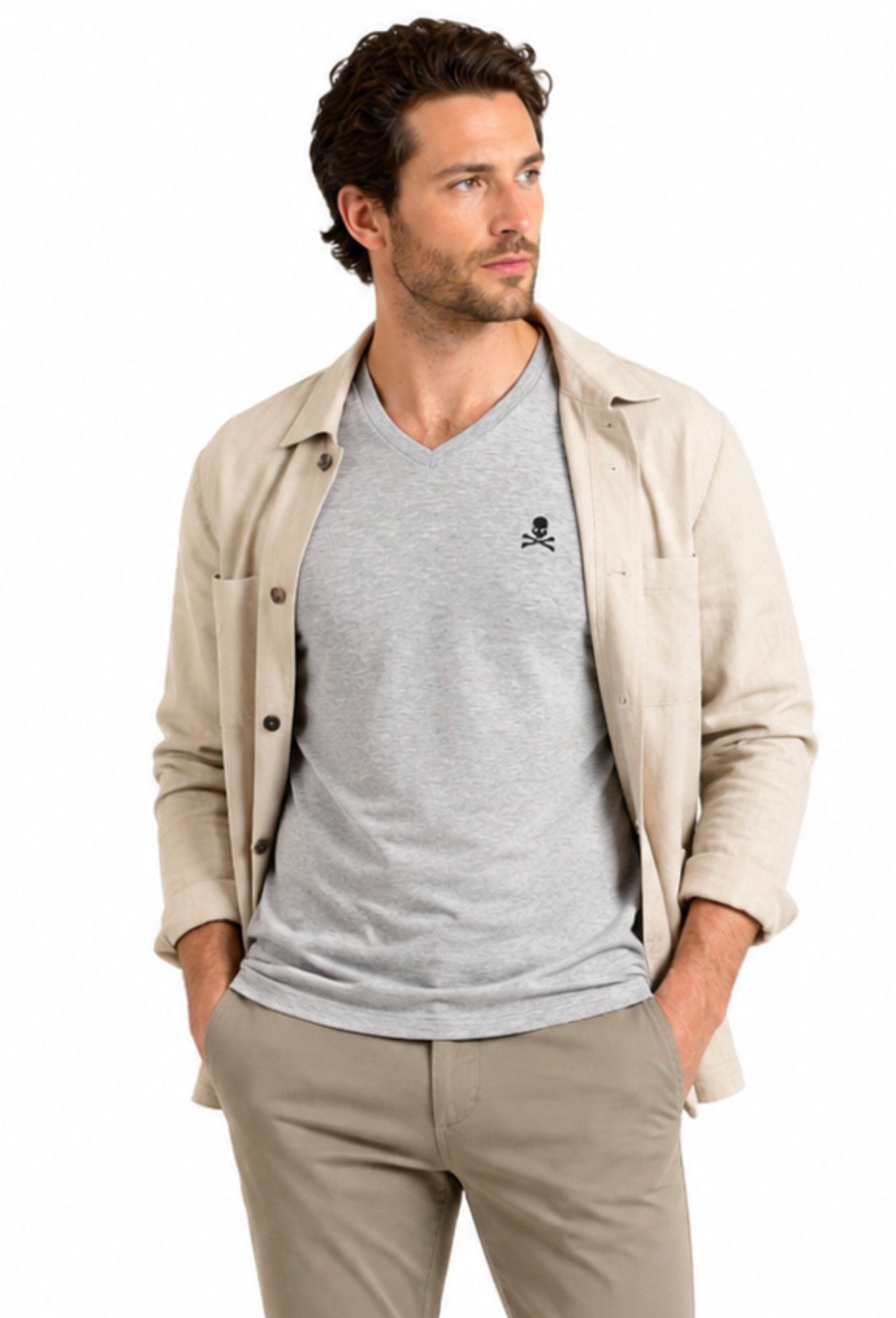 Philip Plein T-Shirt Herren V-Neck Retro Slim fit Stretch Shirt in bedruckter PP Geschenkbox