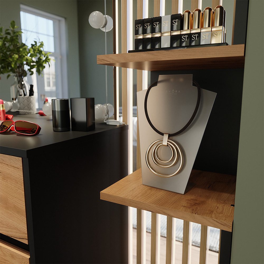 Vicco Eckregal Paolo, Anthrazit/Goldkraft Eiche, 28 x 116.4 cm günstig online kaufen