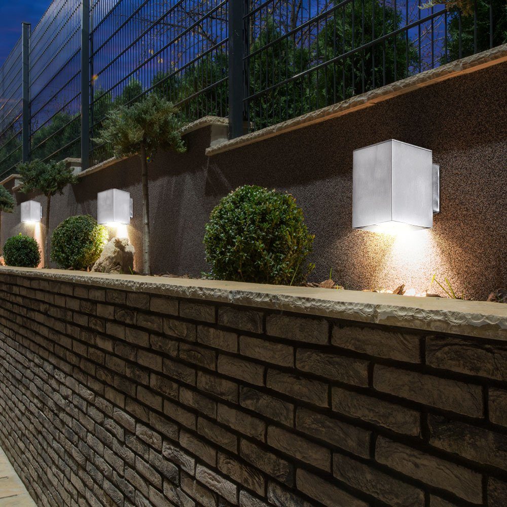 Außen Set Terrassen inklusive, Außen-Wandleuchte, 2er Warmweiß, LED Strahler Lampen Wand Farbwechsel, Leuchtmittel Park etc-shop