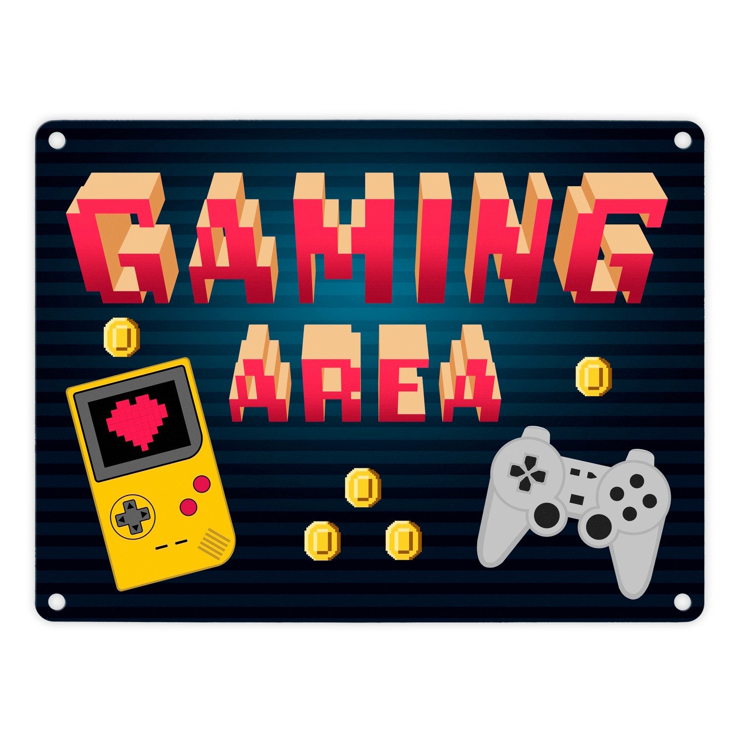 Metallschild Gaming Area Retrodesign Metallschild in 15x20 cm