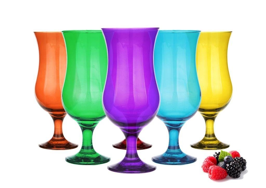 Sendez Gläser-Set 6 bunte Cocktailgläser 480ml Wassergläser Trinkgläser, Glas