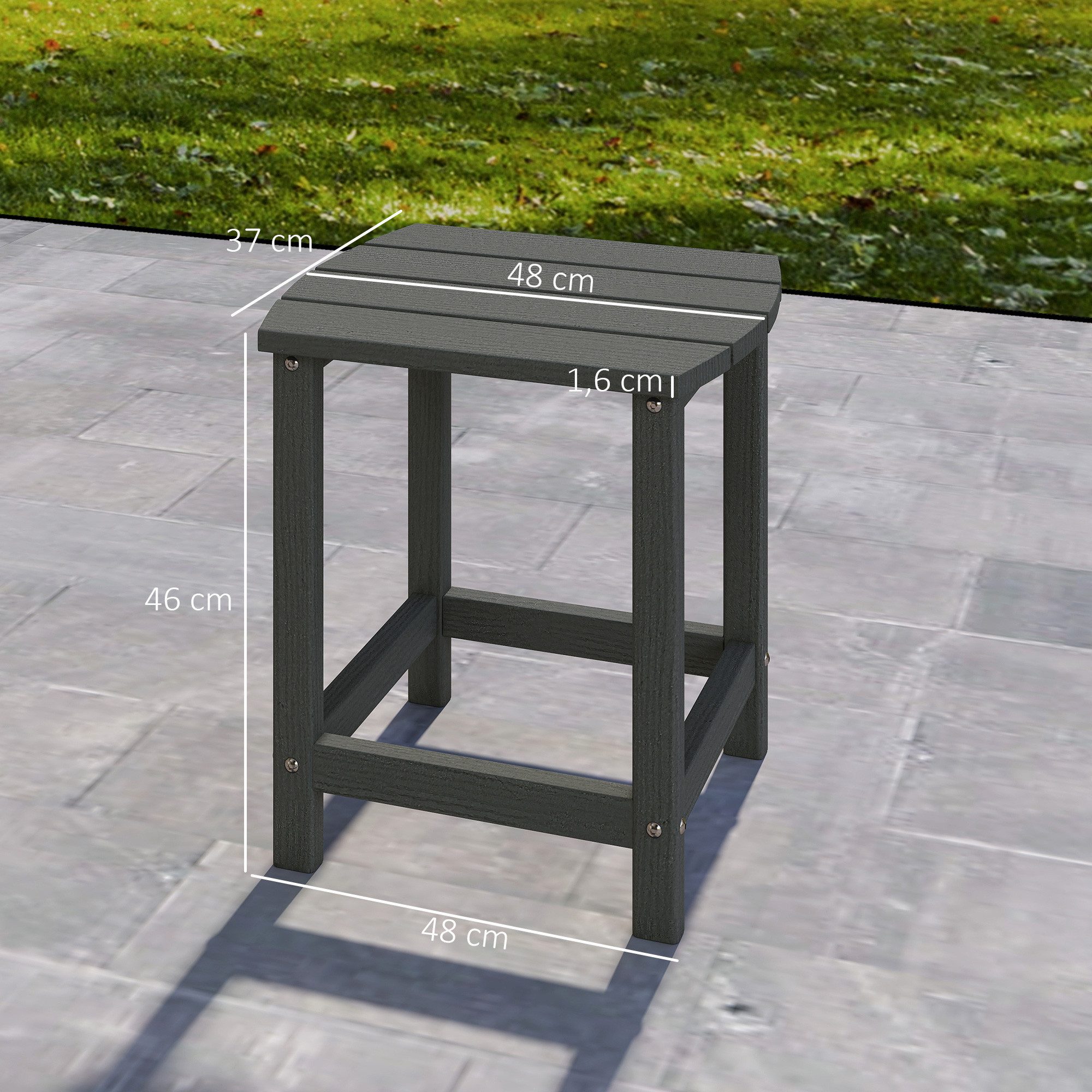 Outsunny Beistelltisch Campingtisch Terrassentisch (Wetterfest Balkontisch, 1-St., Gartentisch), für Garten Terrasse Balkon 48 x 37 x 46 cm Grau