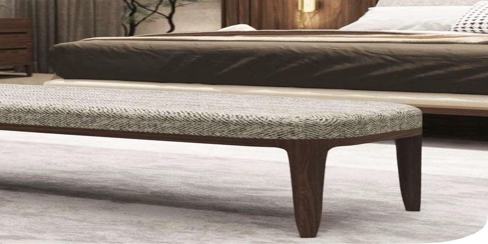 JVmoebel Bettbank Luxuriöser grauer Hocker aus weichem Stoff für das Schlafzimmer (Hocker), Made in Europa