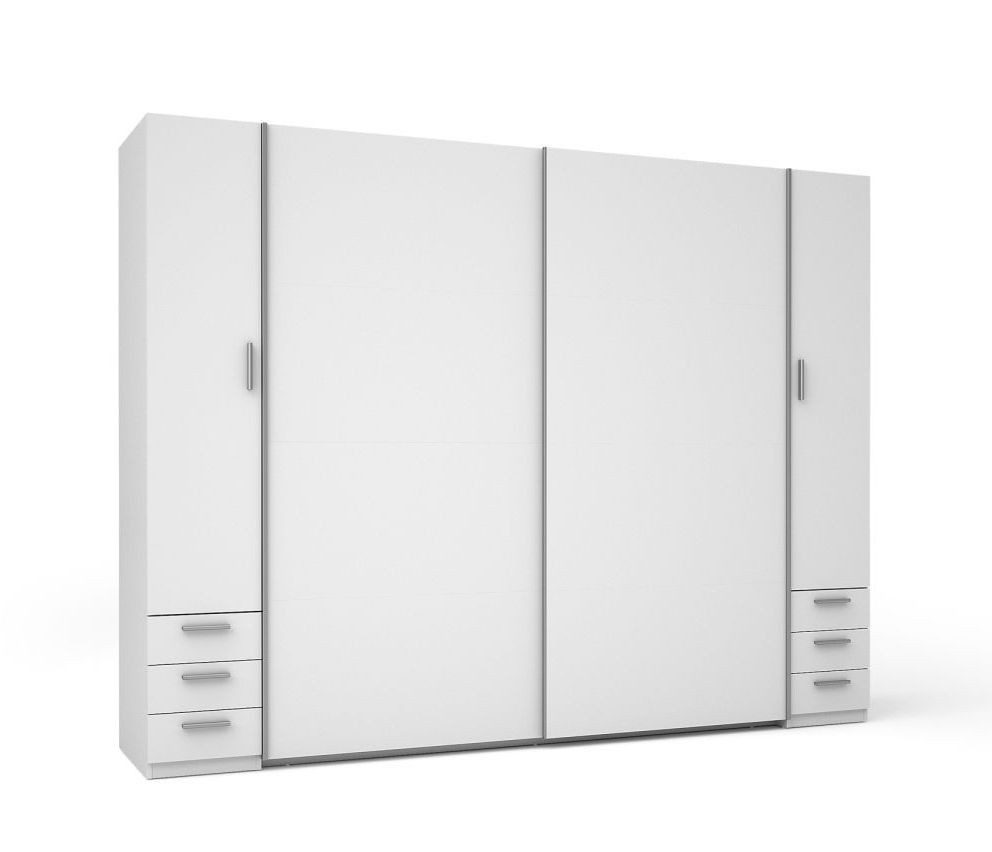 Lukas Möbel Kleiderschrank Kleiderschrank Store 270 cm 4-türig weiß Schubladen wählbar Schubladen