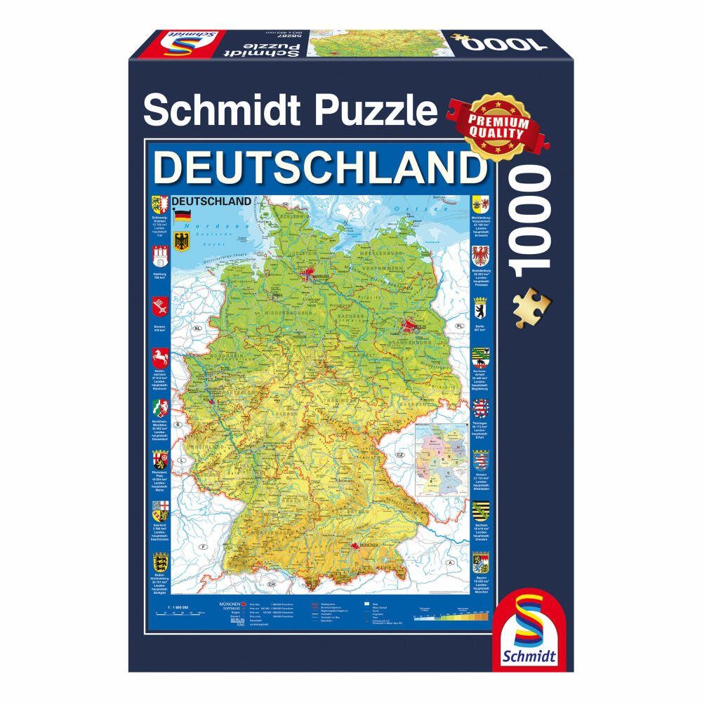 Deutschlandkarte, Puzzleteile Landkarte Schmidt Puzzle Spiele 1000