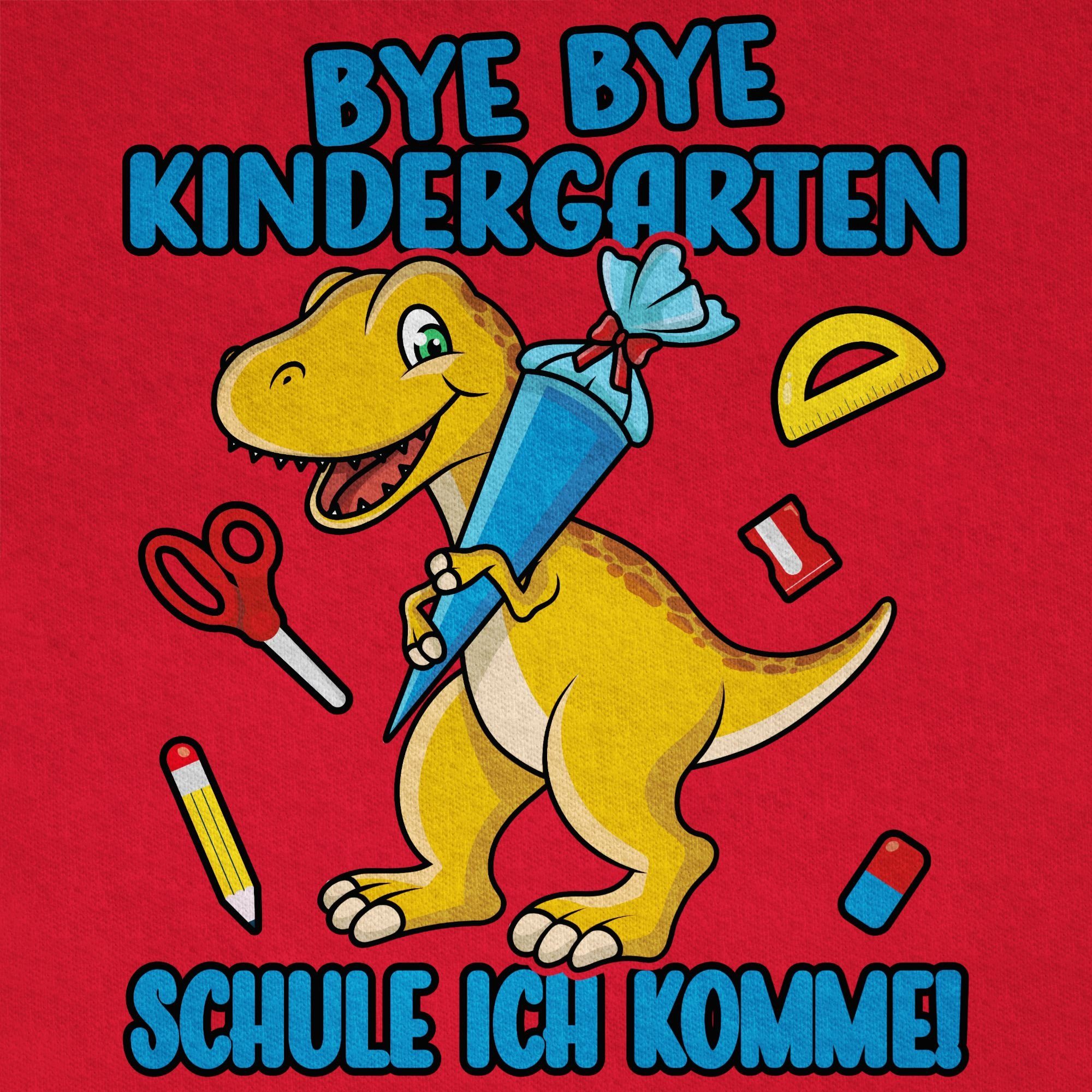 Shirtracer T-Shirt Bye Bye Kindergarten - Schule ich komme! Mit Dino und Schultüte (1-tlg) Einschulung Junge Schulanfang Geschenke