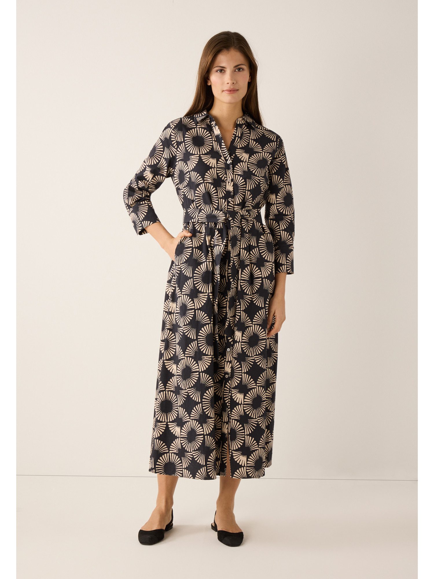 MORE&MORE Blusenkleid langes Hemdblusenkleid mit Print